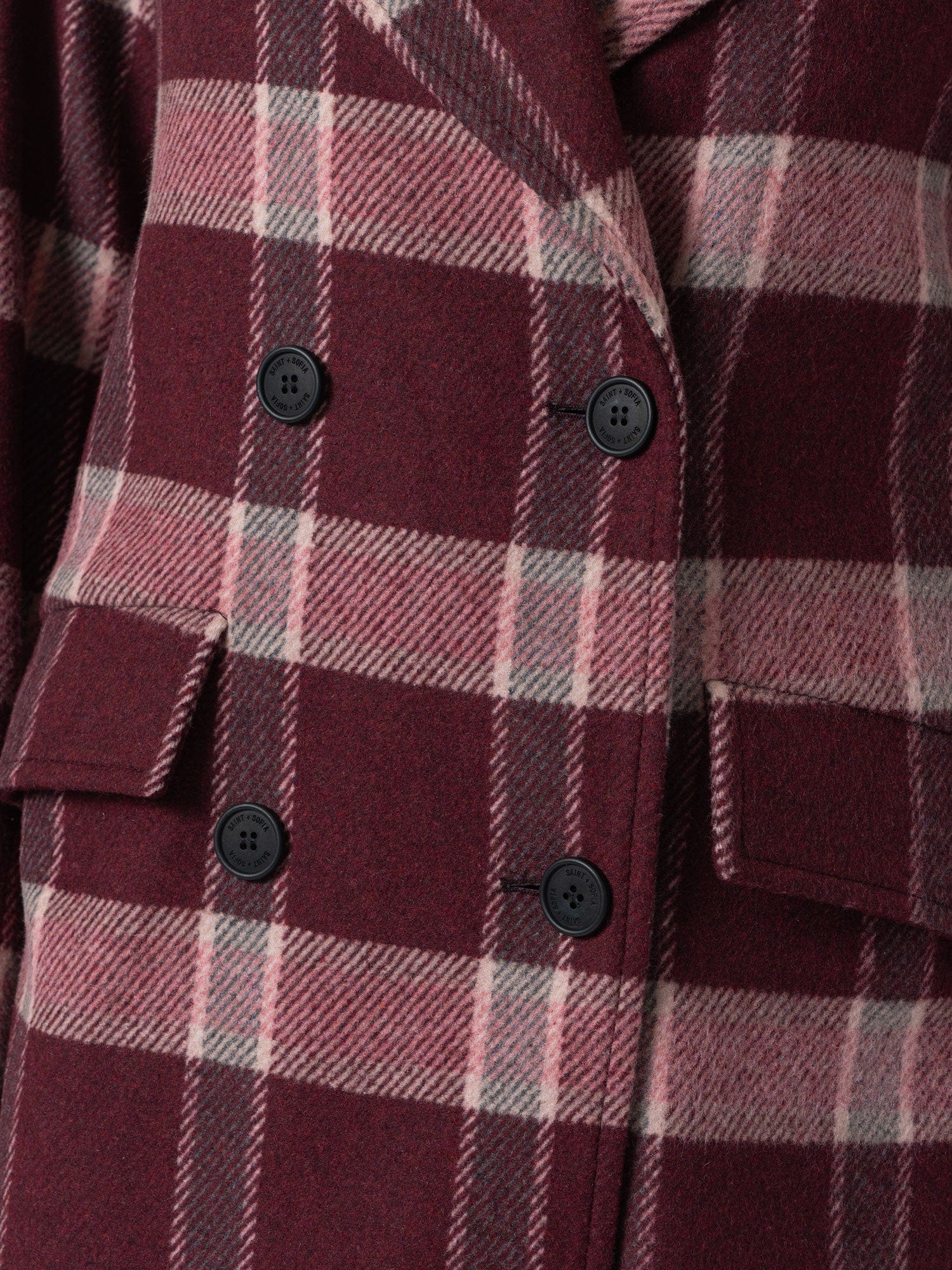 Hampton Coat - Burgundy/Pink Check - Image 5