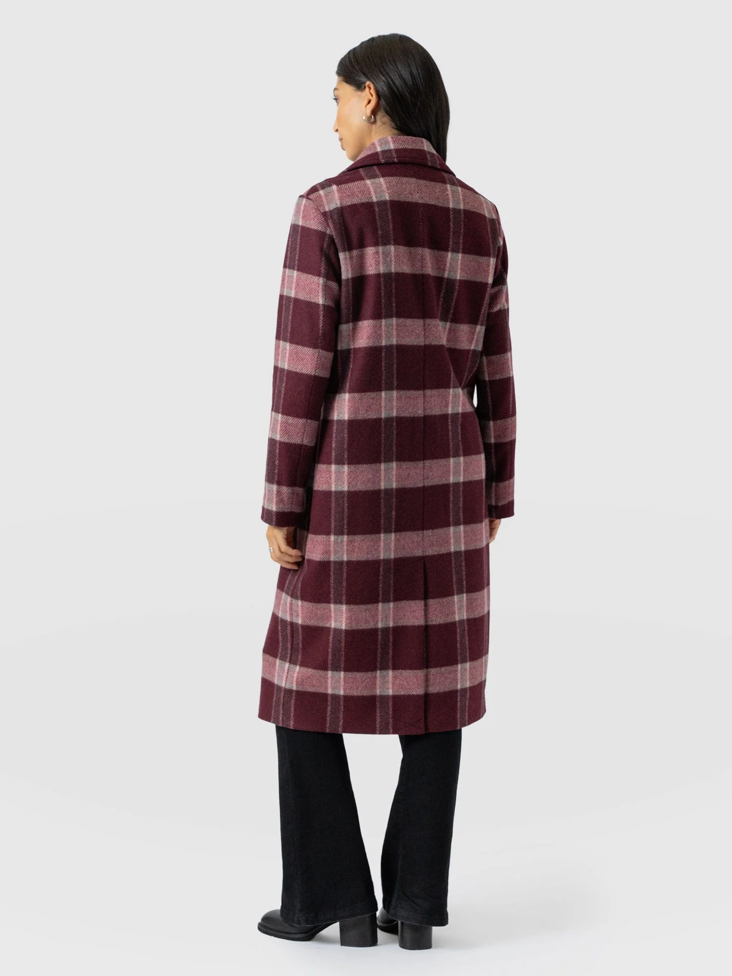 Hampton Coat - Burgundy/Pink Check - Image 6