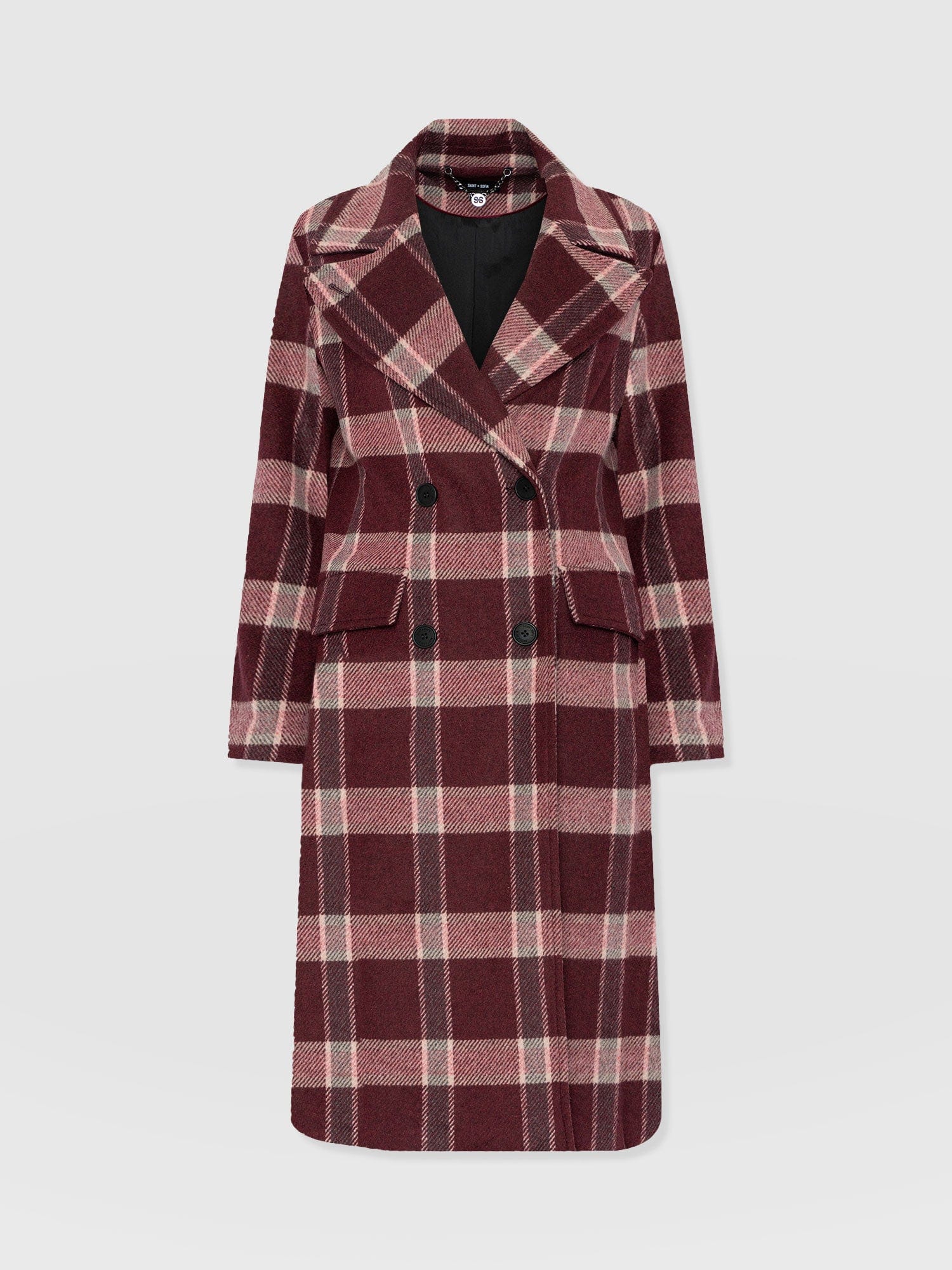 Hampton Coat - Burgundy/Pink Check - Image 7
