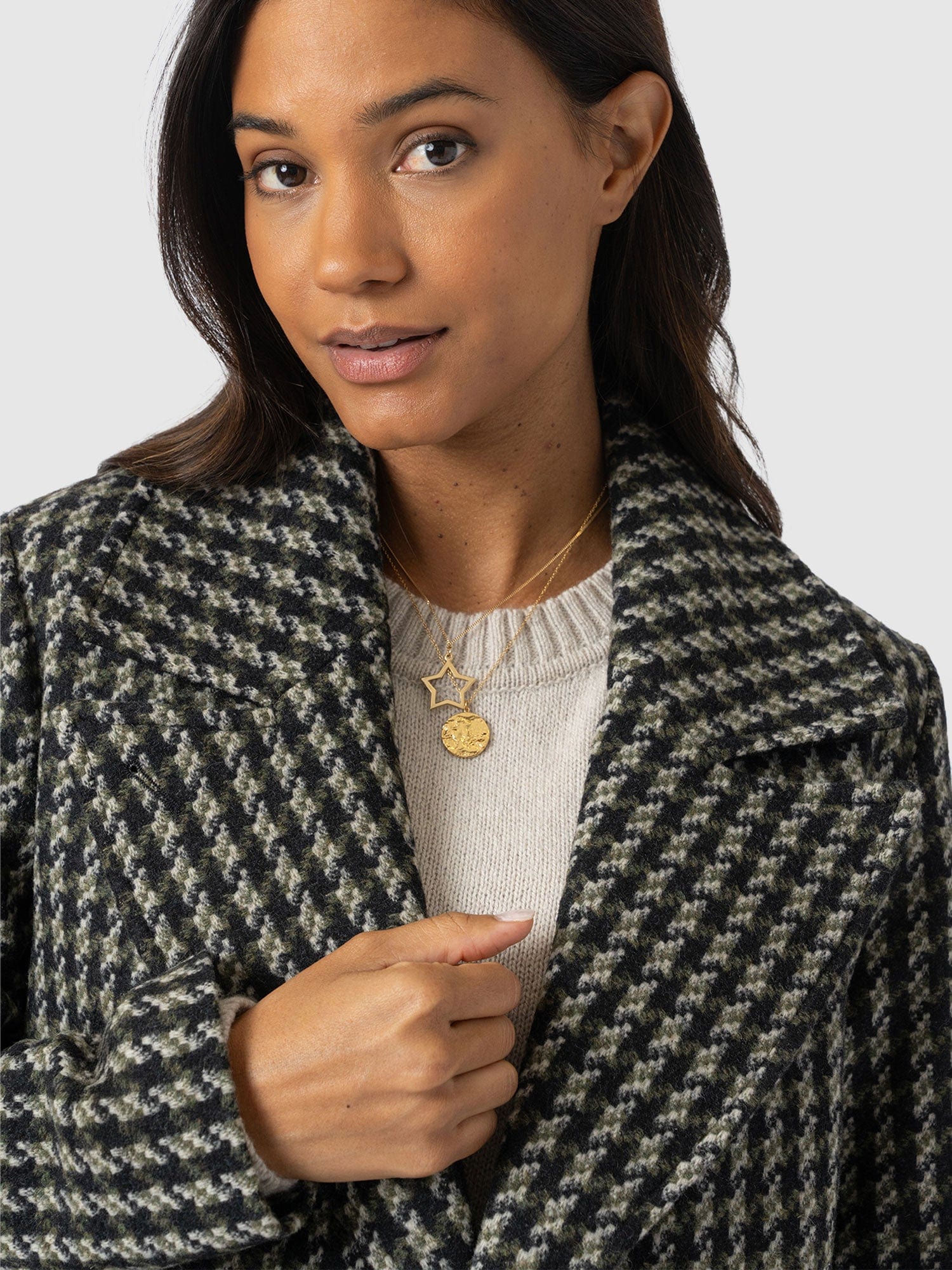 Hampton Coat - Olive Houndstooth - Image 3