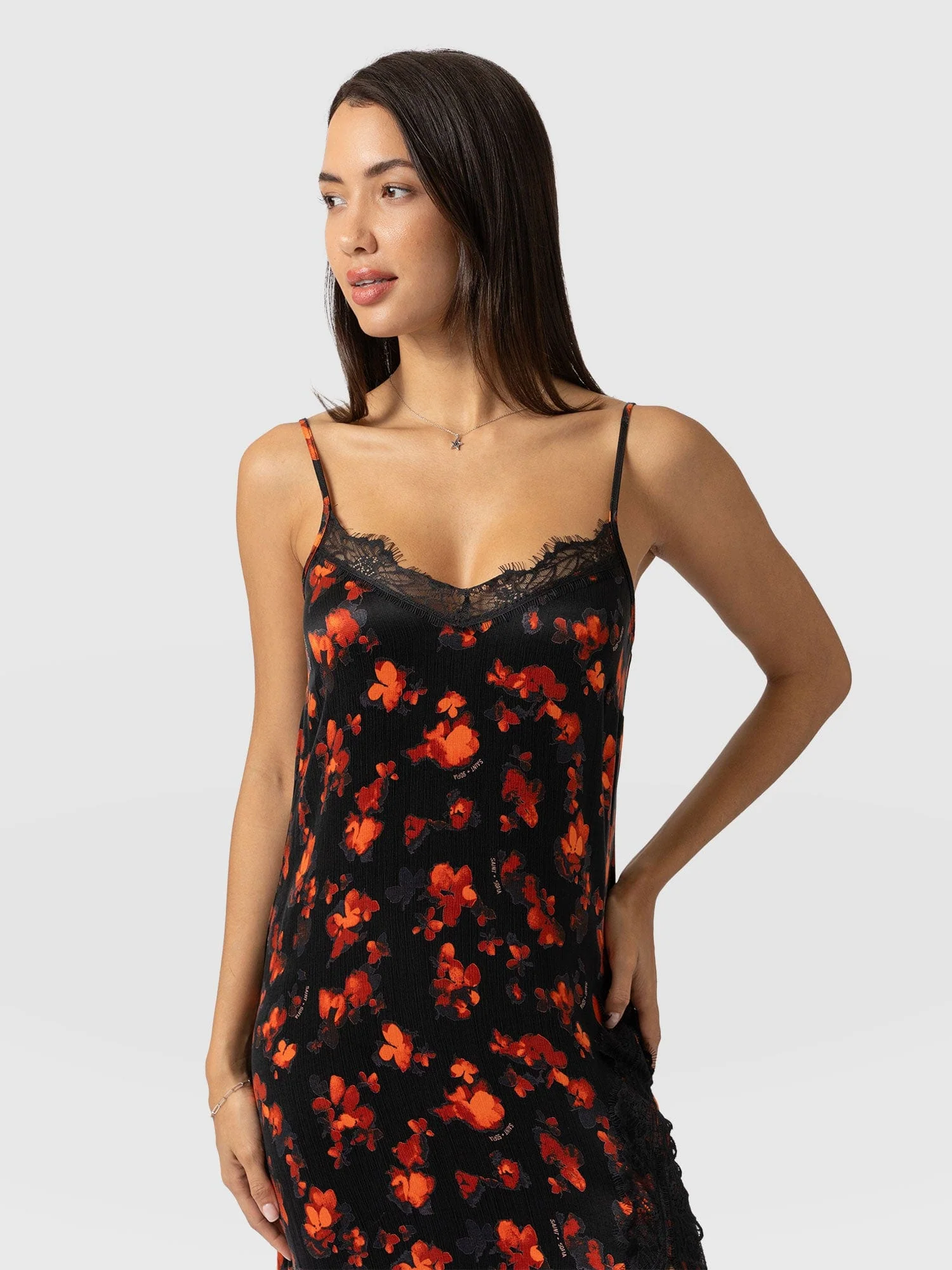 Harper Lace Cami Dress - Red Aurora - Image 4