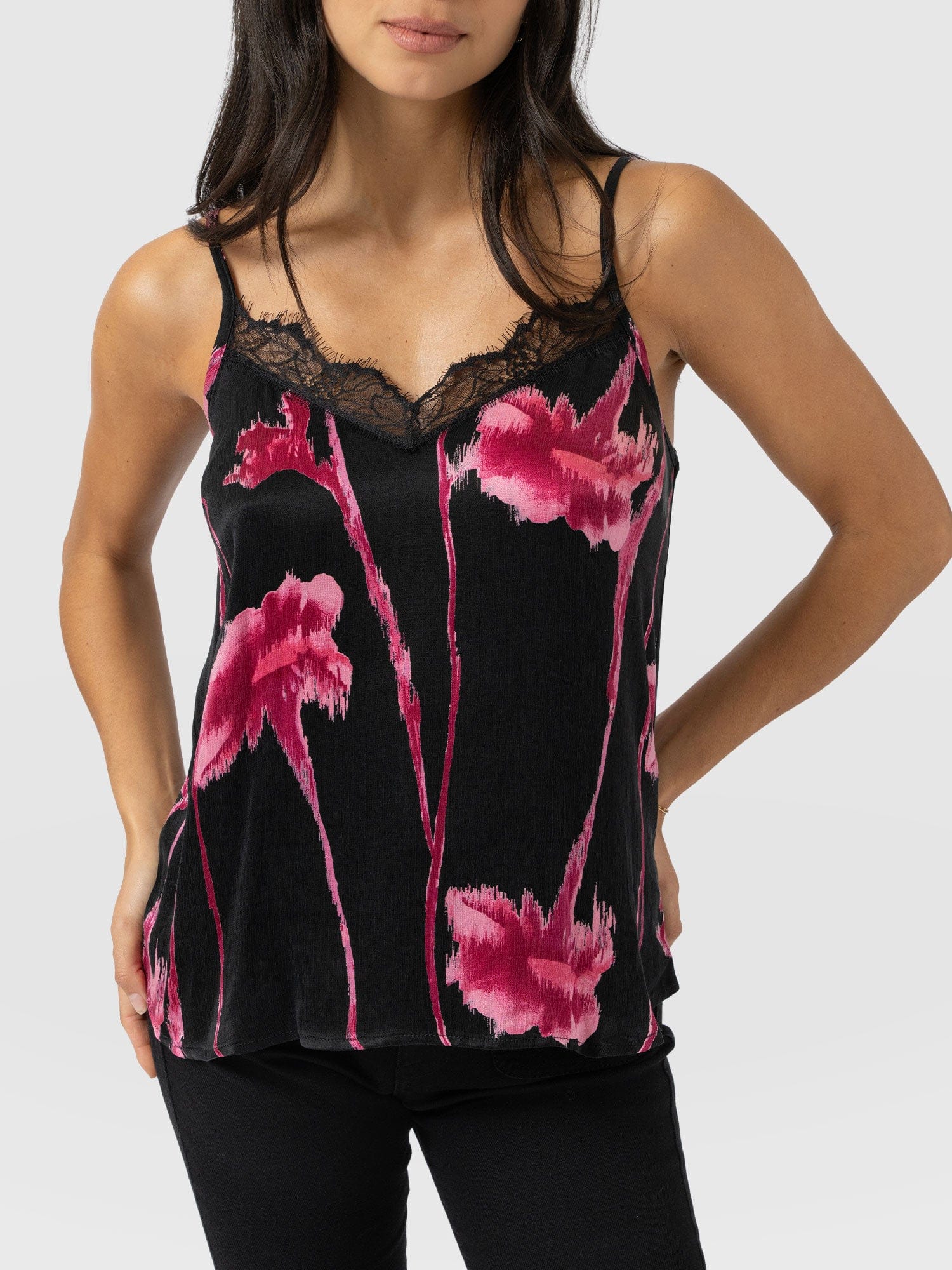 Harper Lace Cami - Pink Stem Floral - Image 3