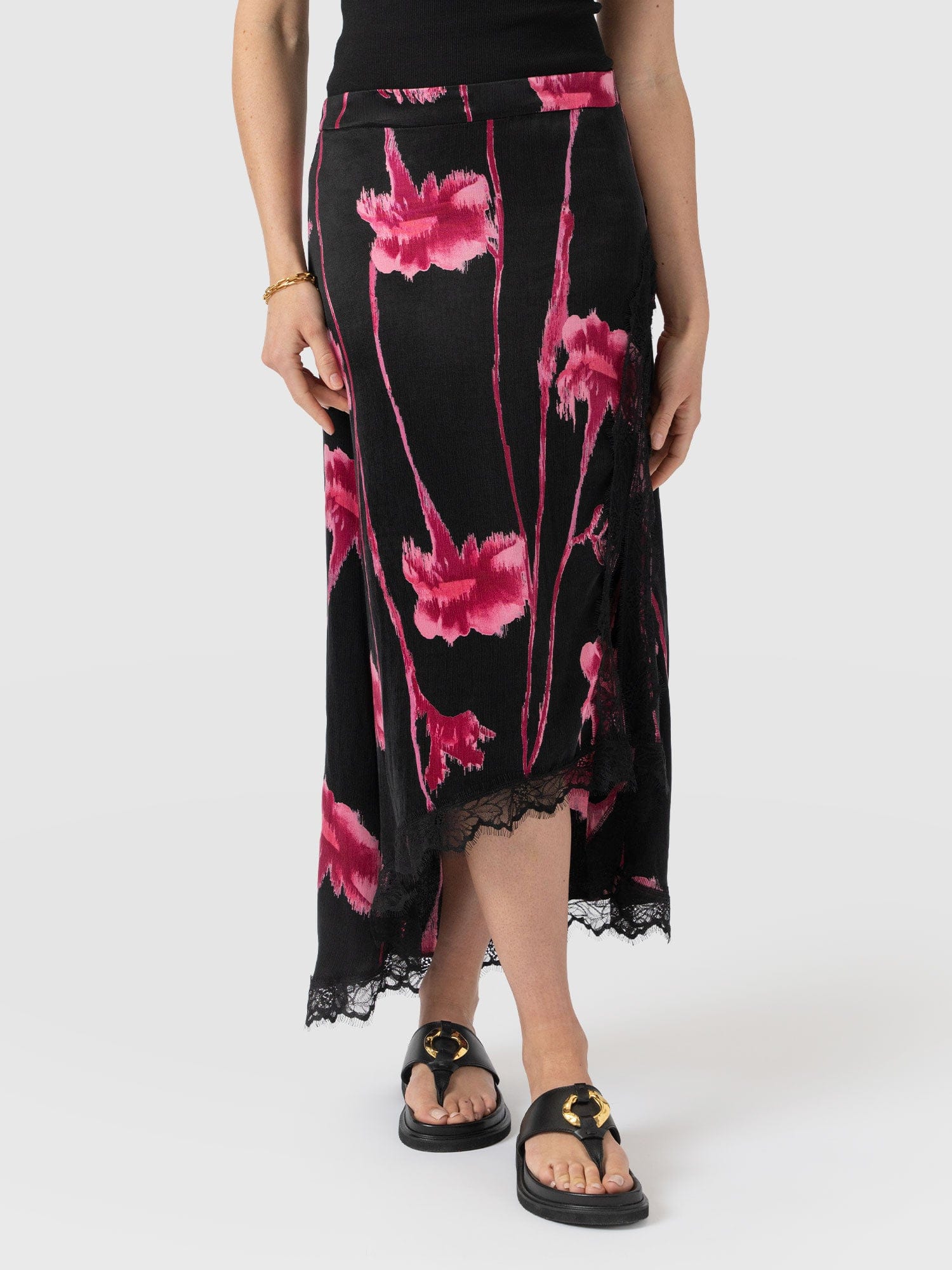 Harper Lace Midi Skirt - Pink Stem Floral - Image 3