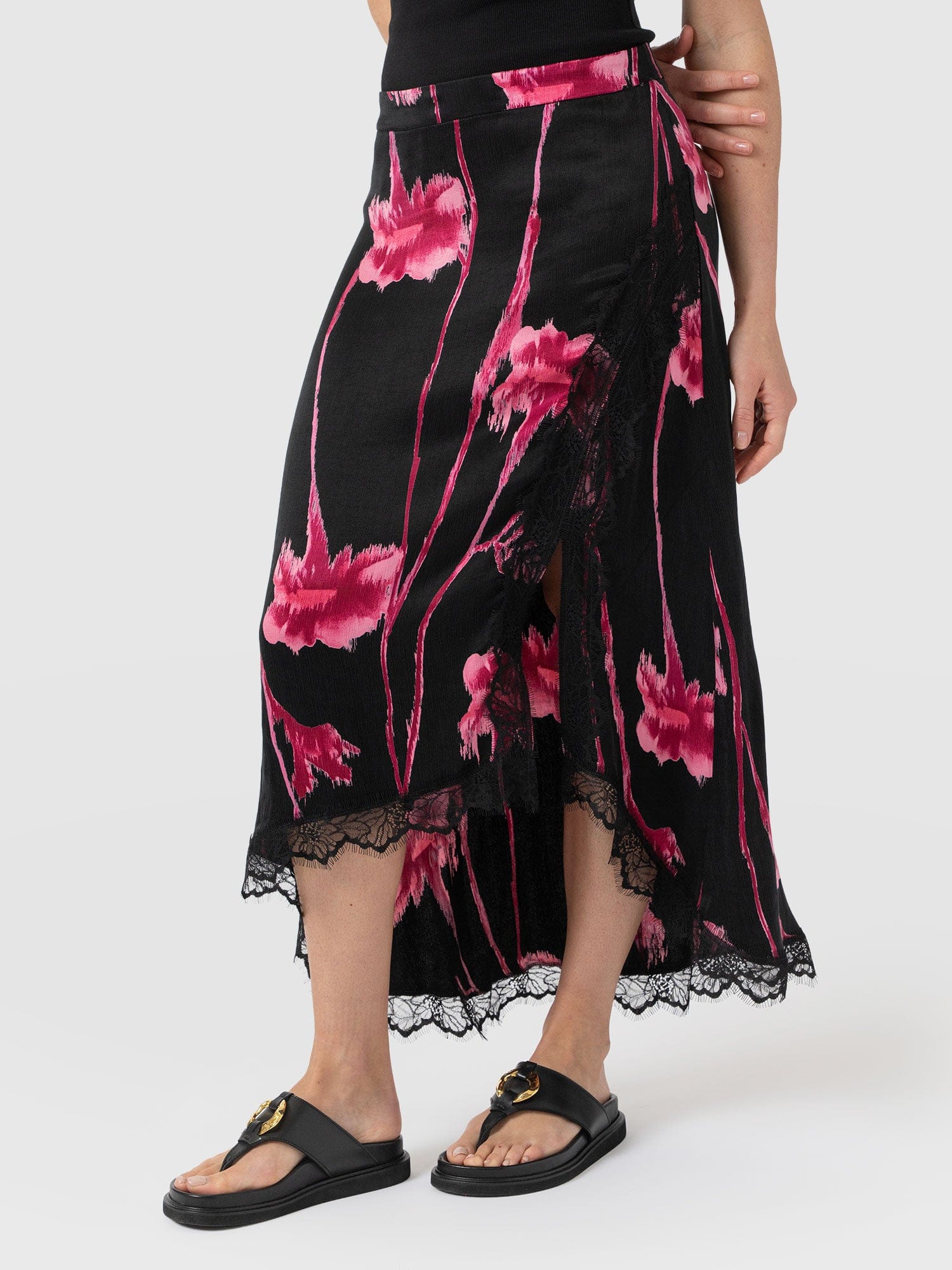 Harper Lace Midi Skirt - Pink Stem Floral - Image 4