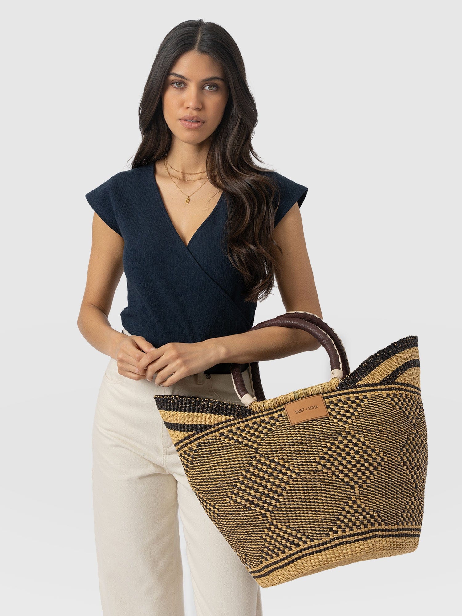 Heidi Large Basket Bag - Navy - Image 6