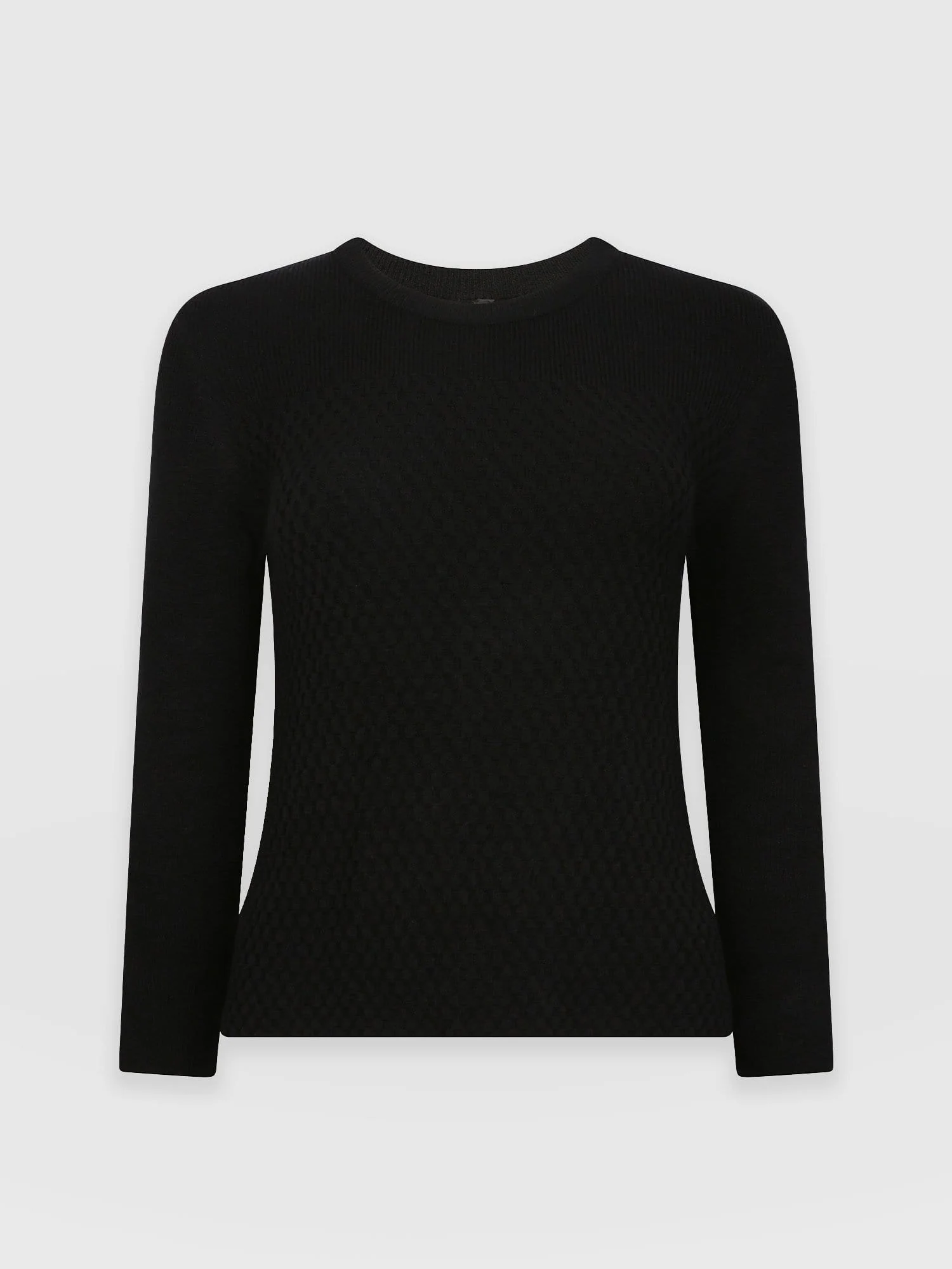 Honeycomb Rib Jumper - Black - Image 7