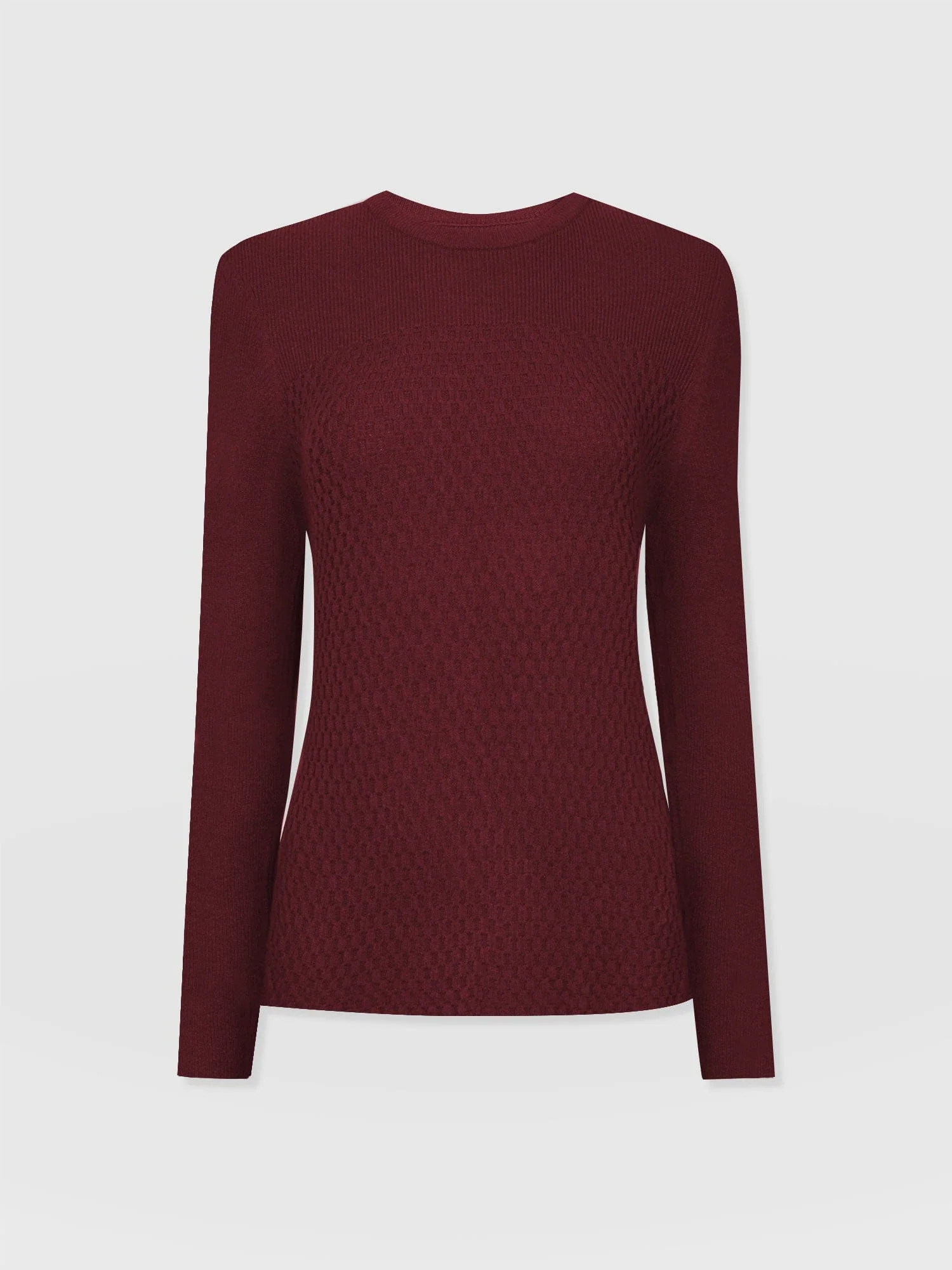 Honeycomb Rib Jumper - Burgundy - Image 7