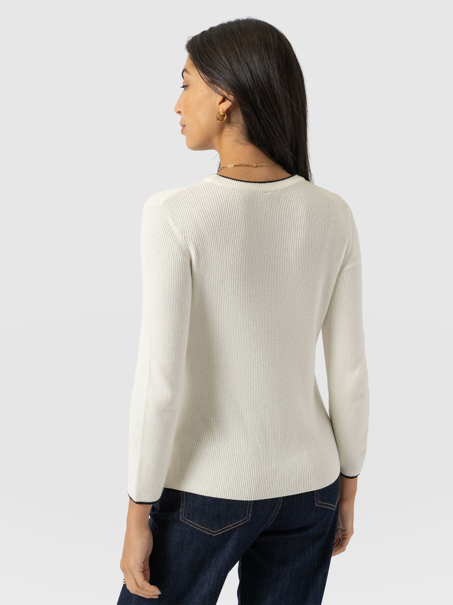 Honeycomb Rib Jumper - Cream - Image 6