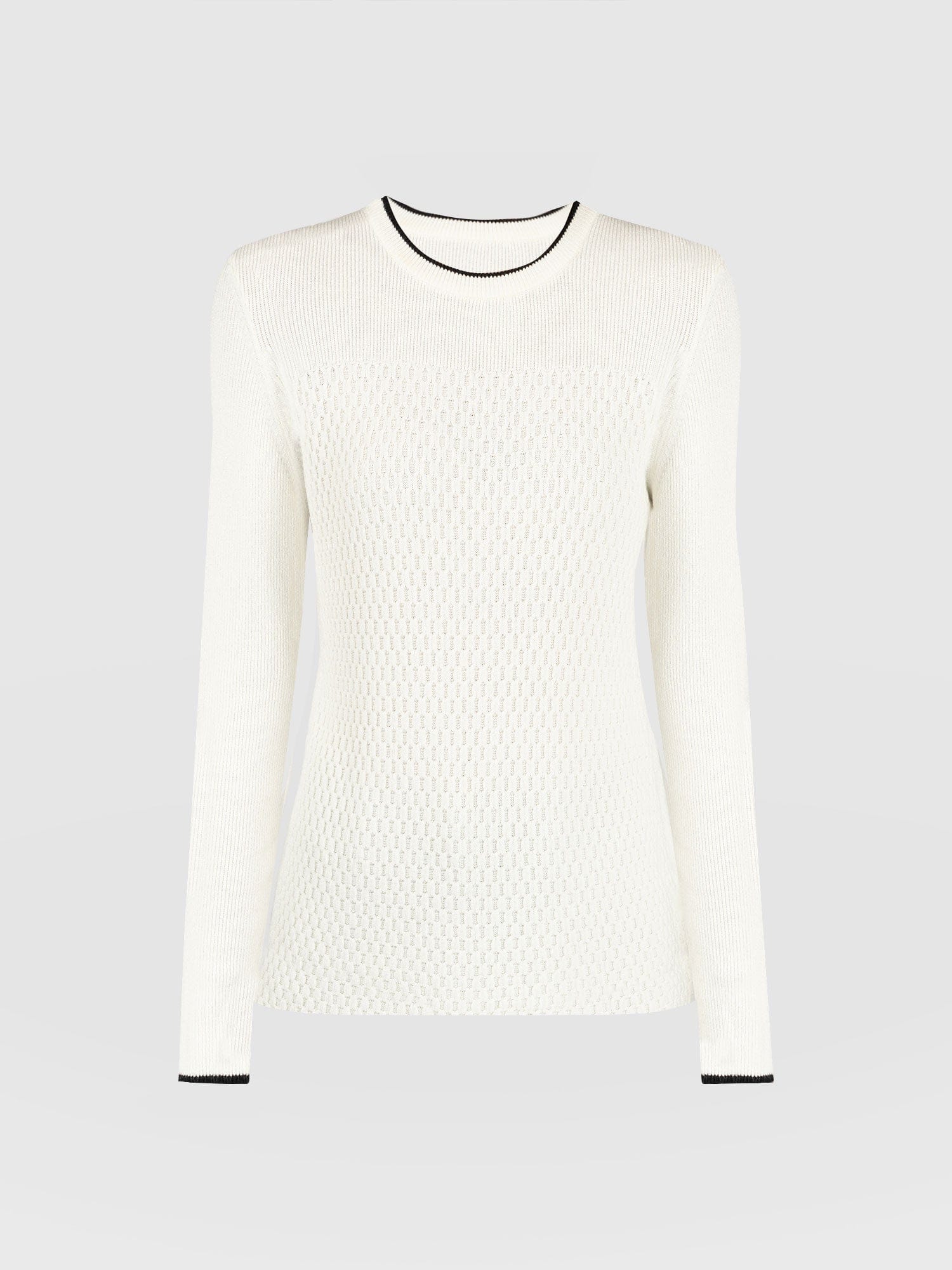 Honeycomb Rib Jumper - Cream - Image 7