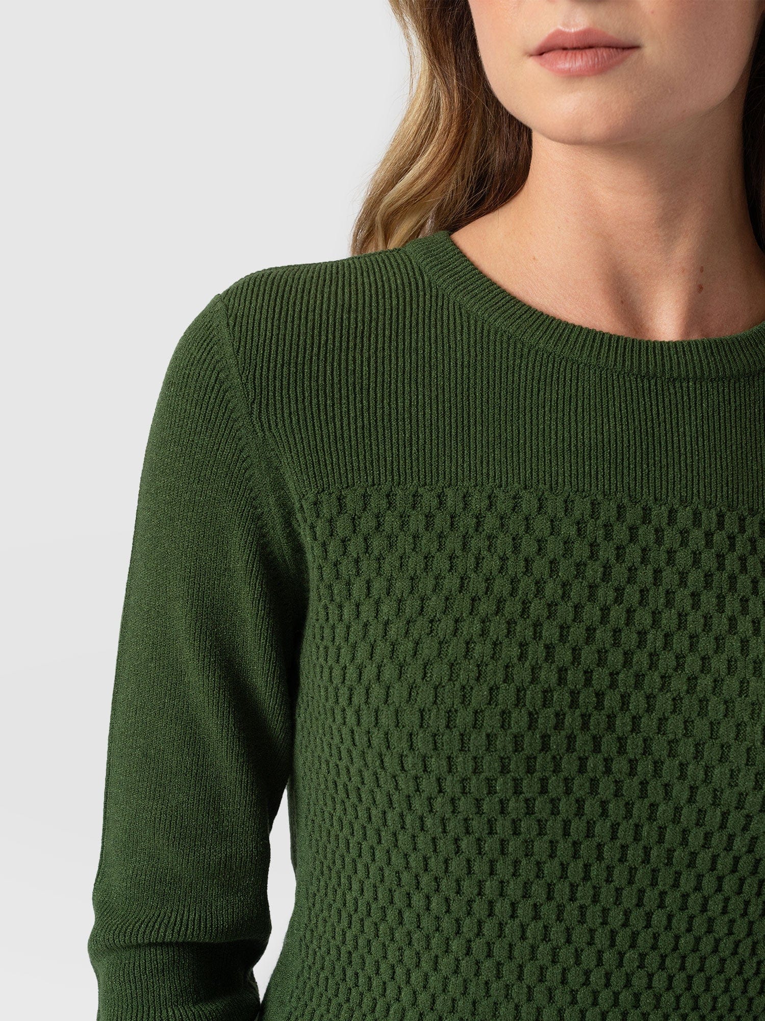 Honeycomb Rib Jumper - Green - Image 5