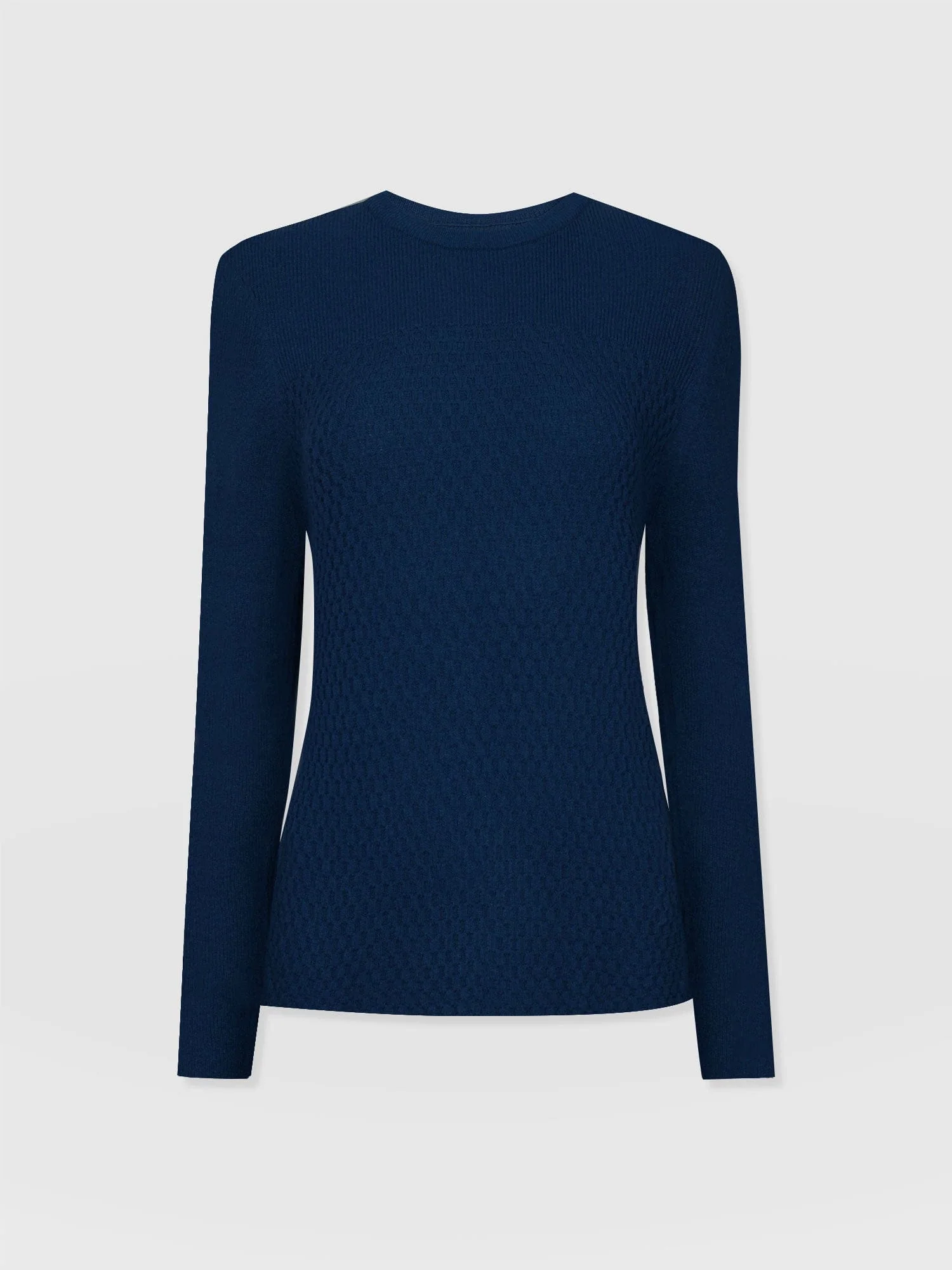 Honeycomb Rib Jumper - Navy - Image 7