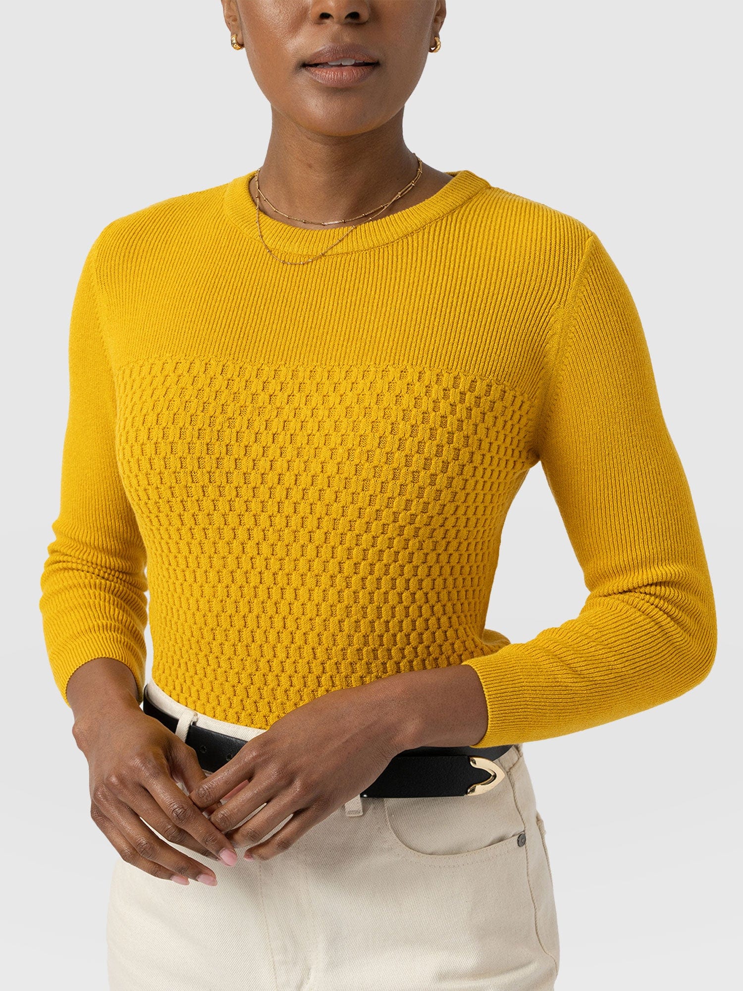 Honeycomb Rib Jumper - Yellow - Image 3