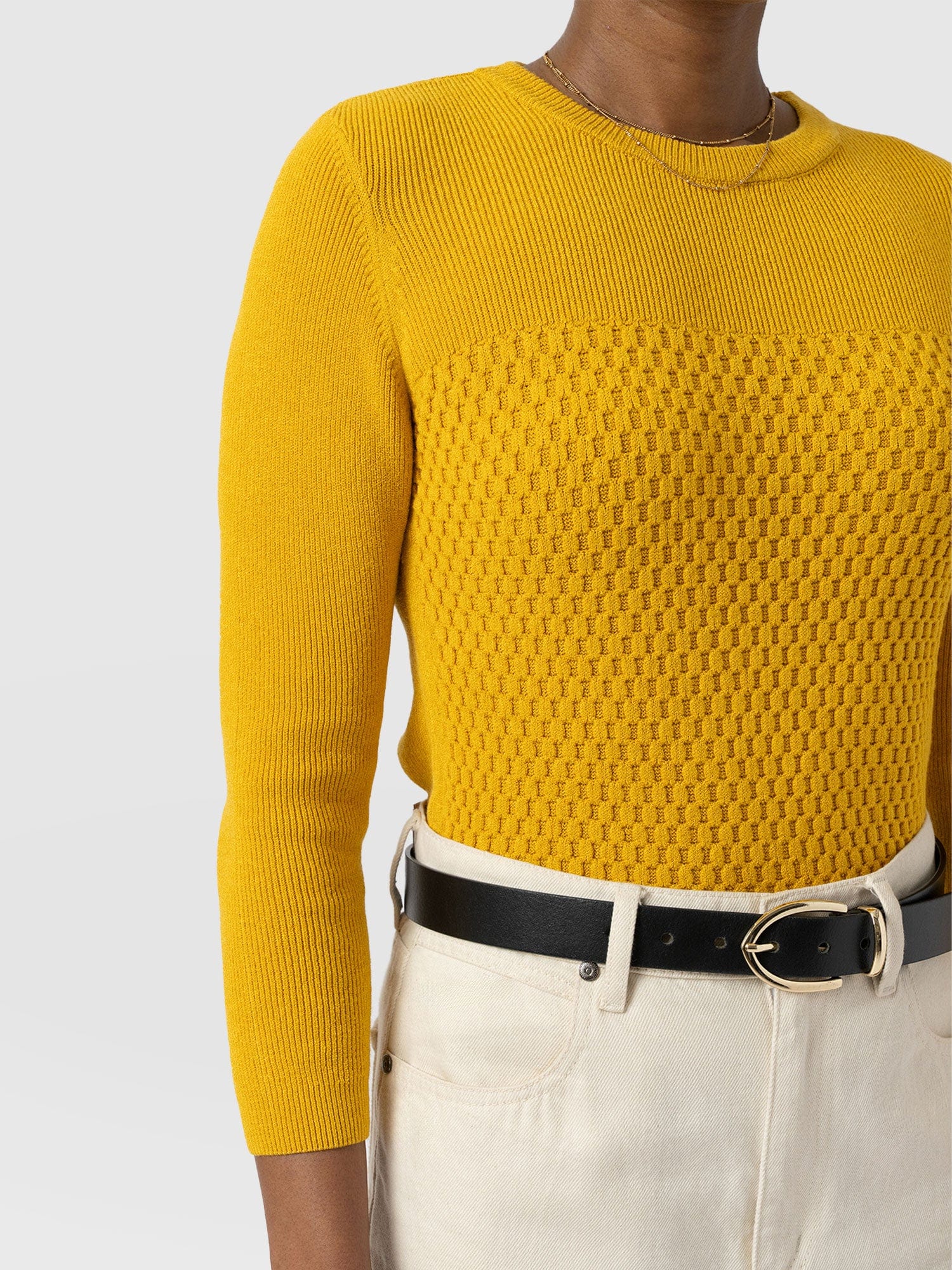 Honeycomb Rib Jumper - Yellow - Image 5
