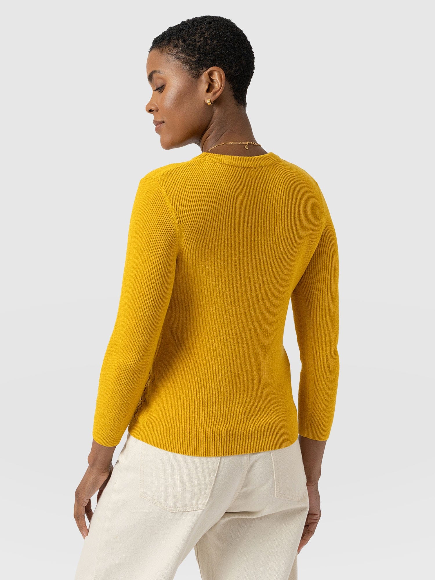 Honeycomb Rib Jumper - Yellow - Image 6