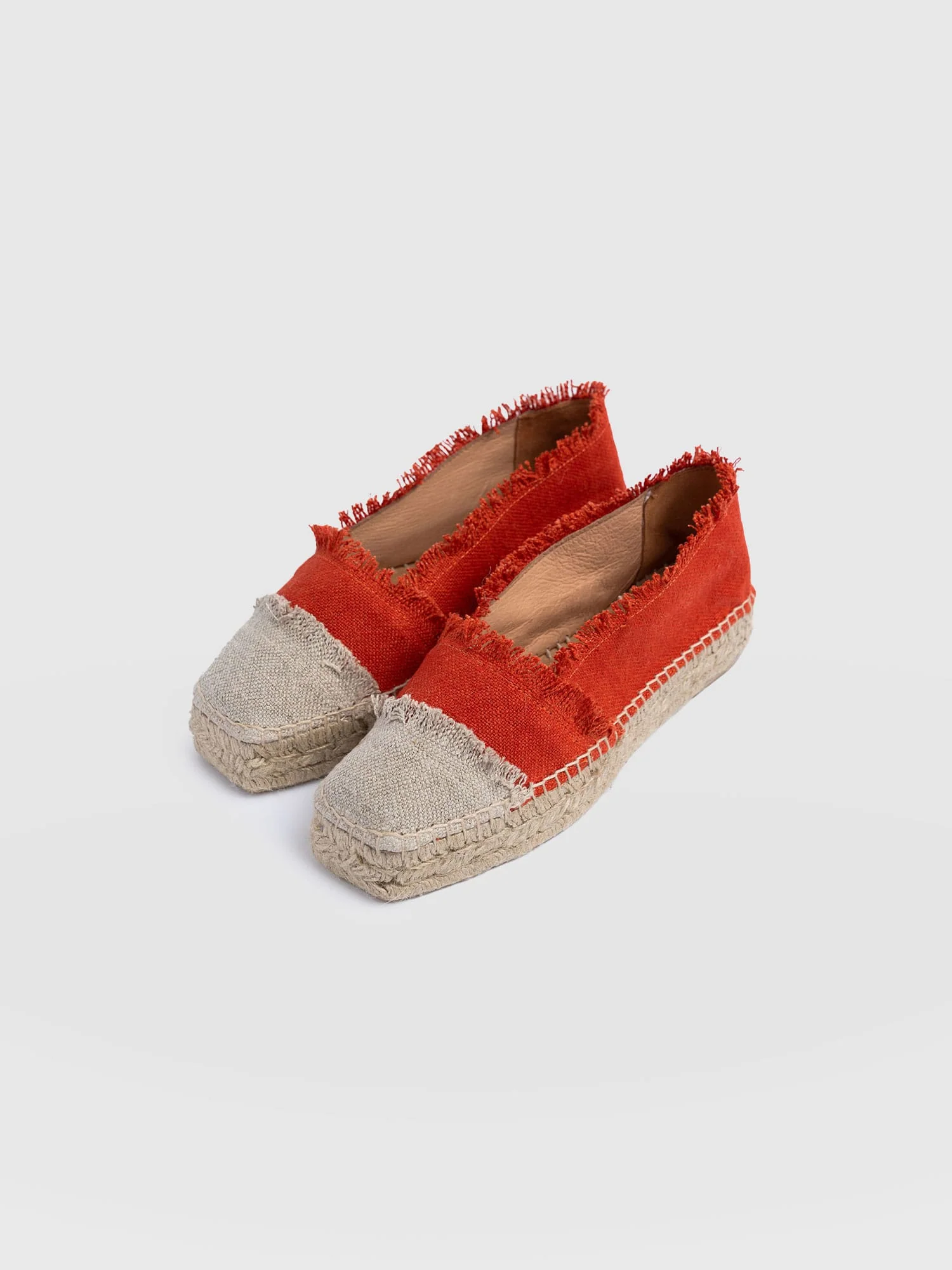Ivy Frayed Espadrille Pumps - Orange - Image 3