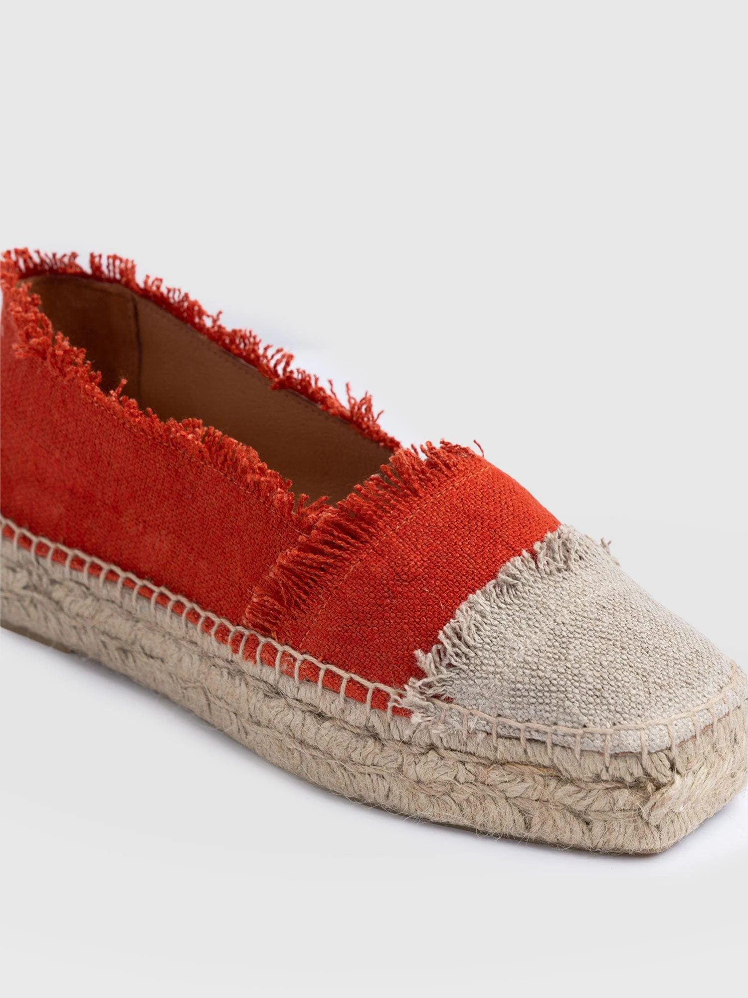 Ivy Frayed Espadrille Pumps - Orange - Image 4