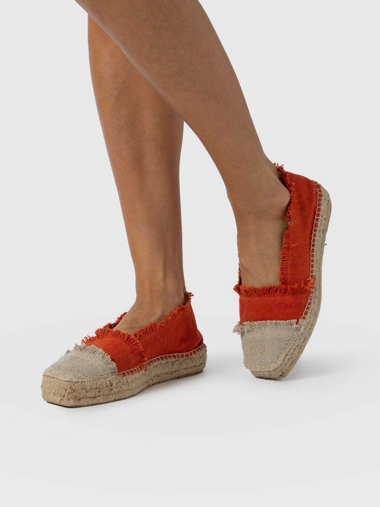 Ivy Frayed Espadrille Pumps - Orange - Image 6