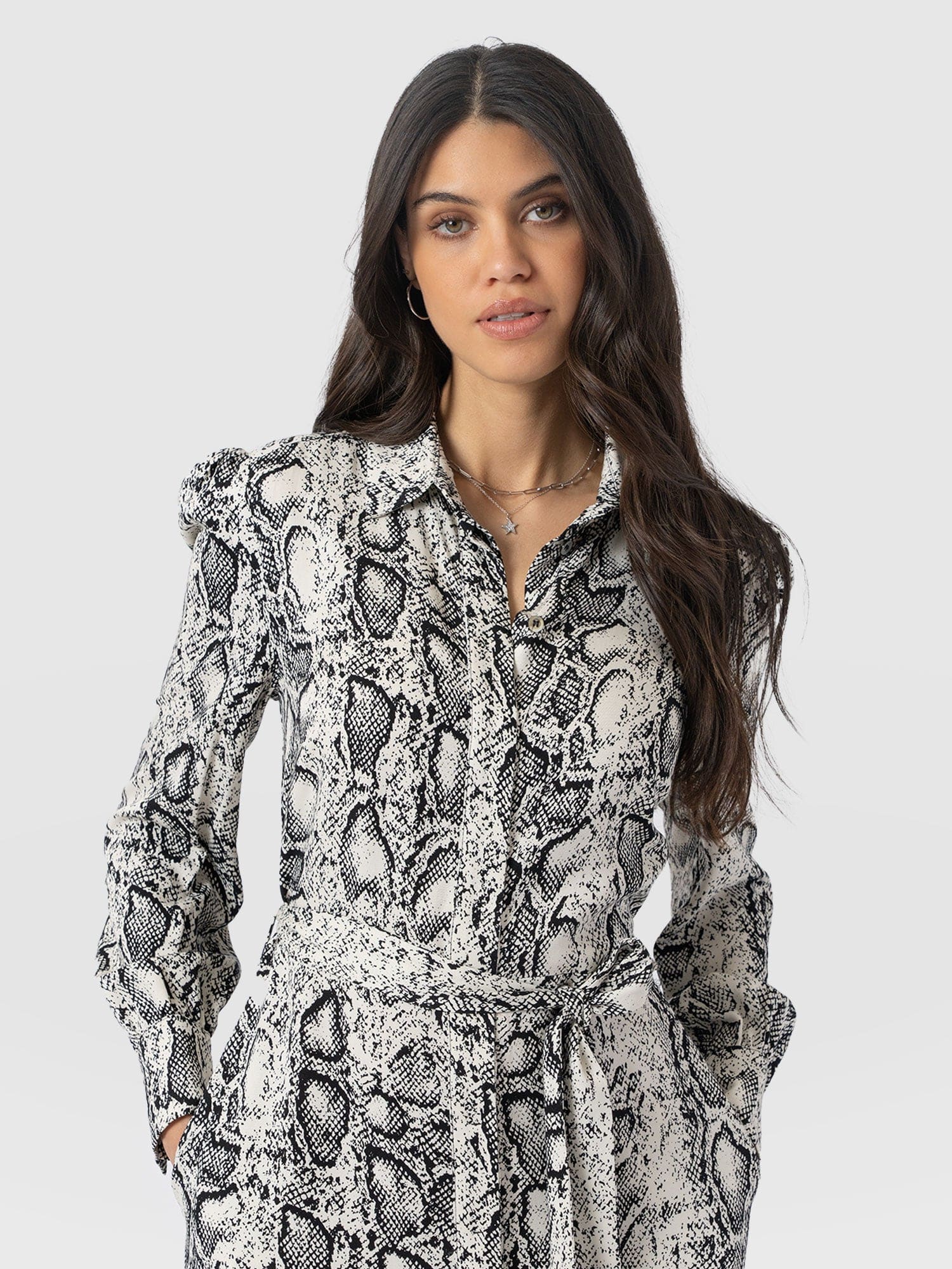 Jacqueline Shirt Dress - Cream Snake - Image 3