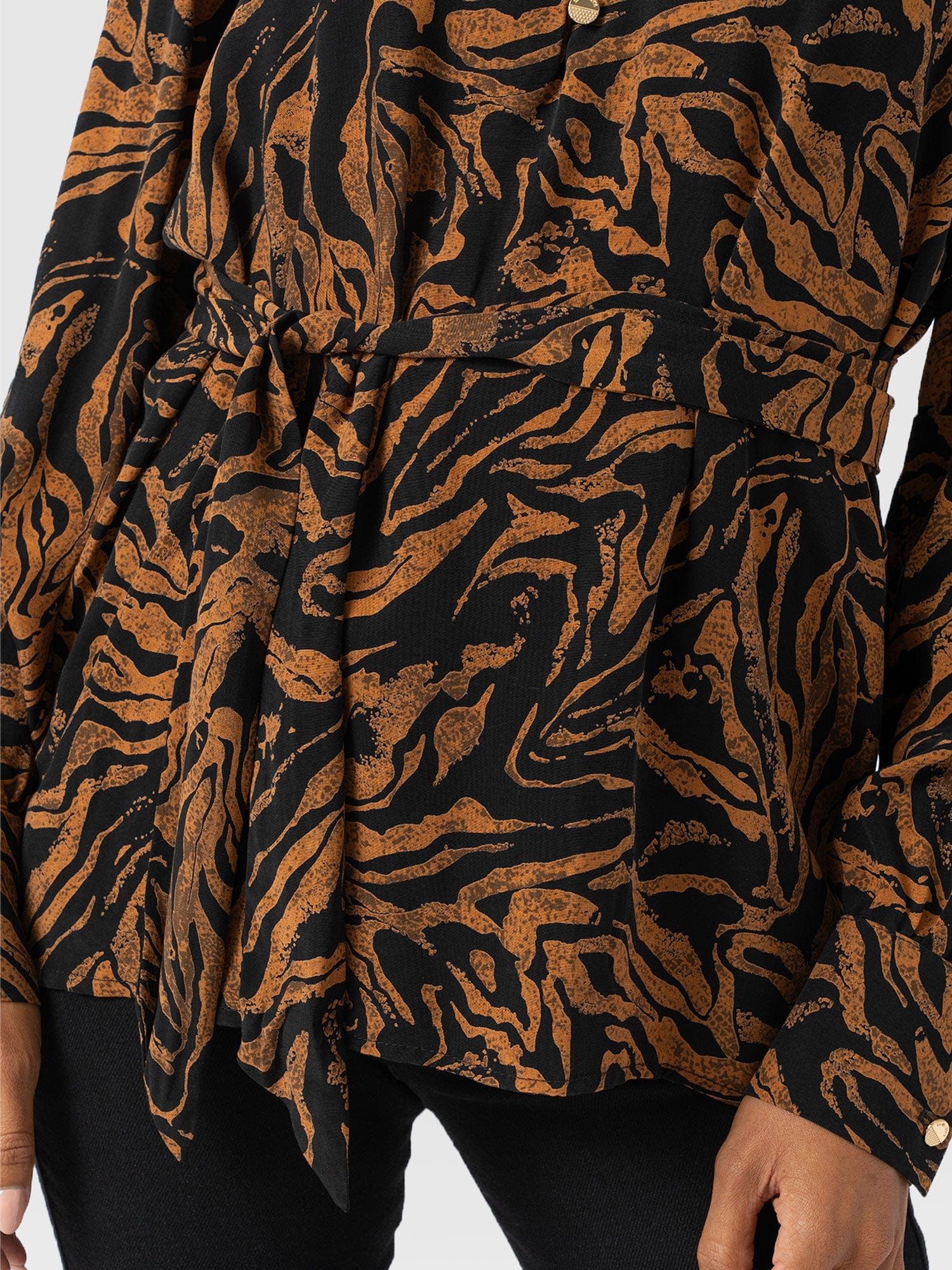 Joselyn V Neck Blouse - Brown Zebra - Image 5
