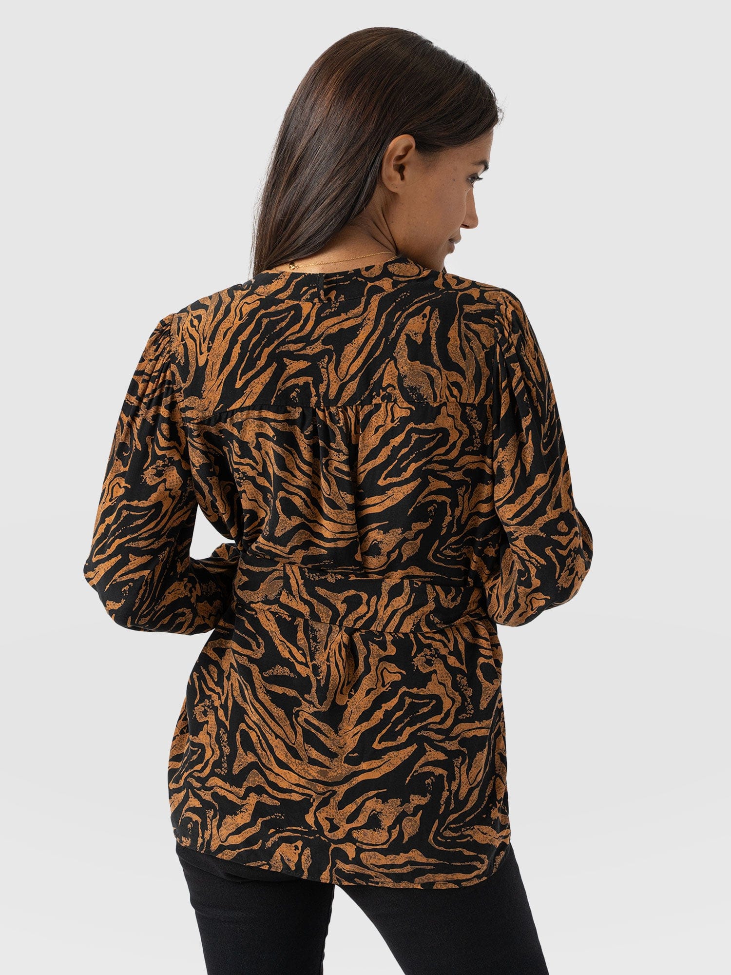Joselyn V Neck Blouse - Brown Zebra - Image 6