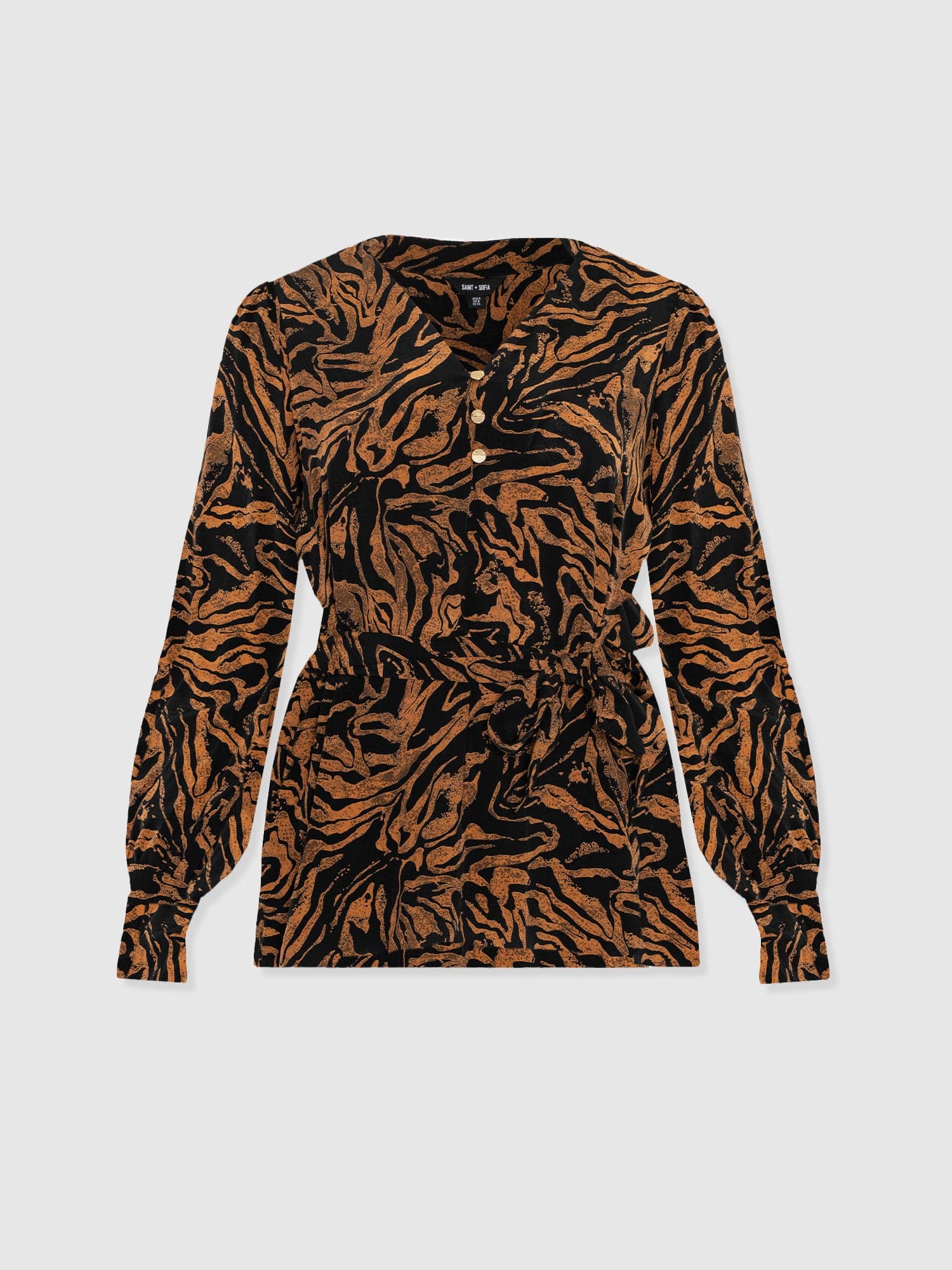 Joselyn V Neck Blouse - Brown Zebra - Image 7
