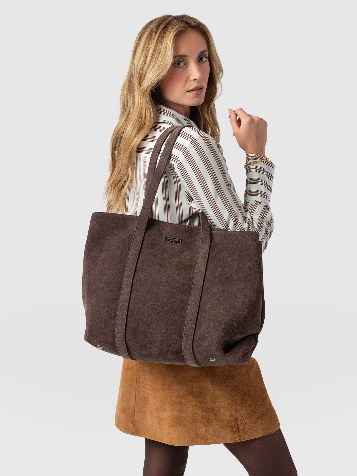 Kara Shopper Bag - Brown Suede - Image 6