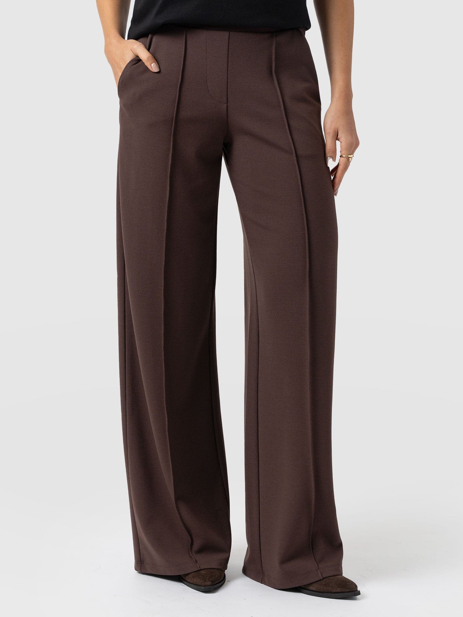 Keller Wide Leg Pant - Brown - Image 3