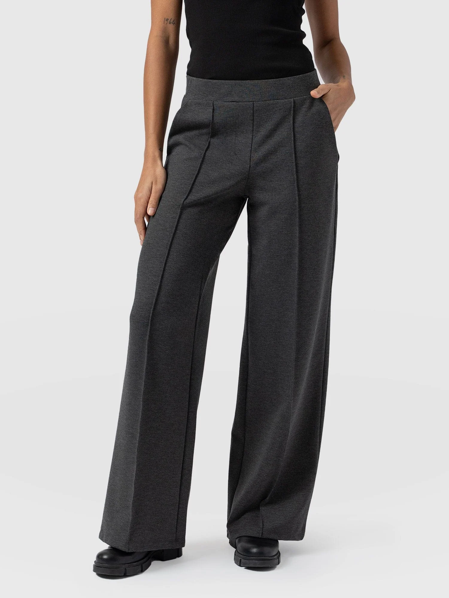 Keller Wide Leg Pant - Charcoal - Image 3