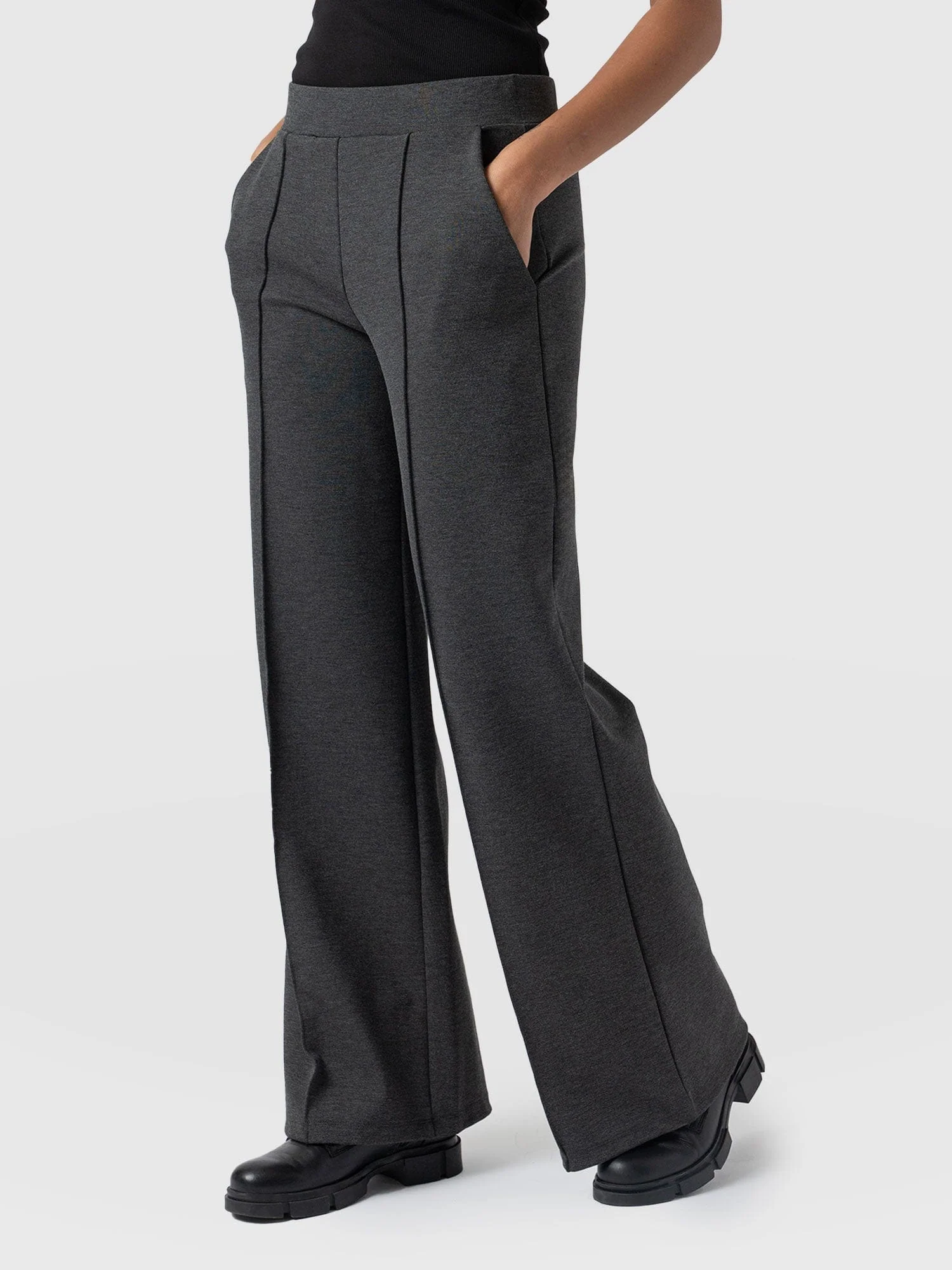Keller Wide Leg Pant - Charcoal - Image 5
