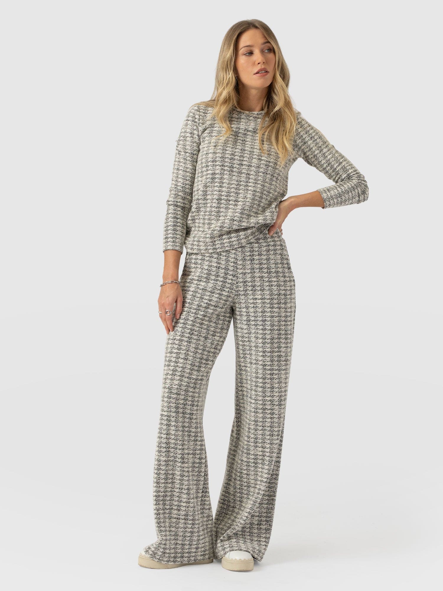 Keller Wide Leg Pant - Cream Boucle - Image 5