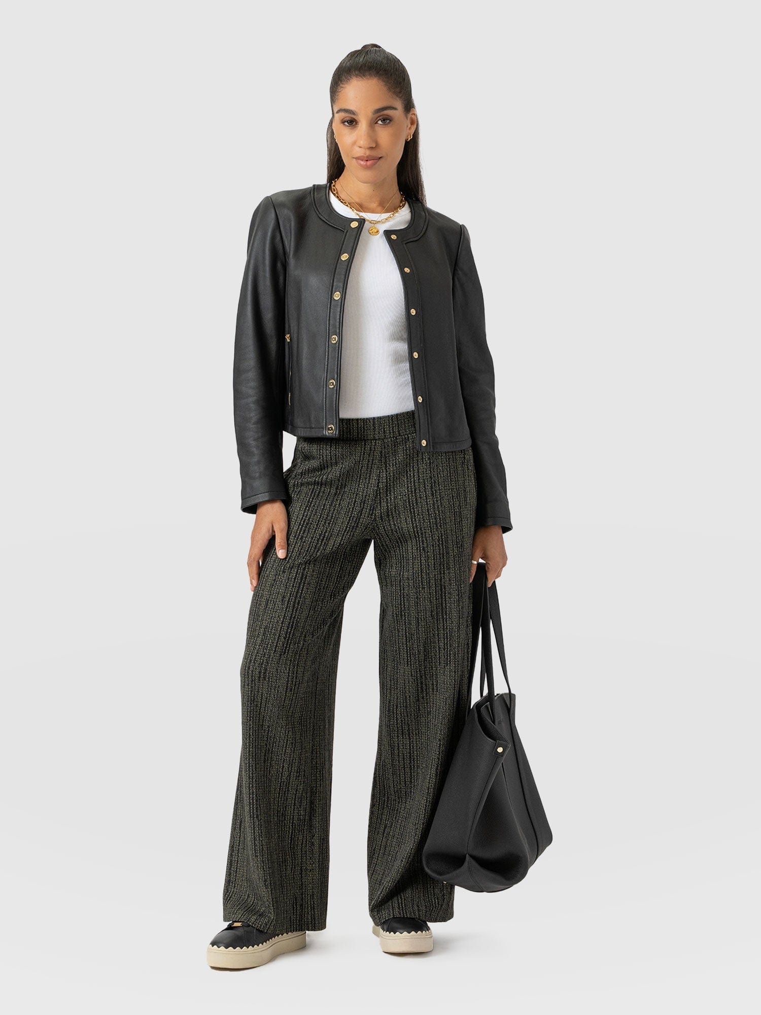 Keller Wide Leg Pant - Green Texture - Image 4