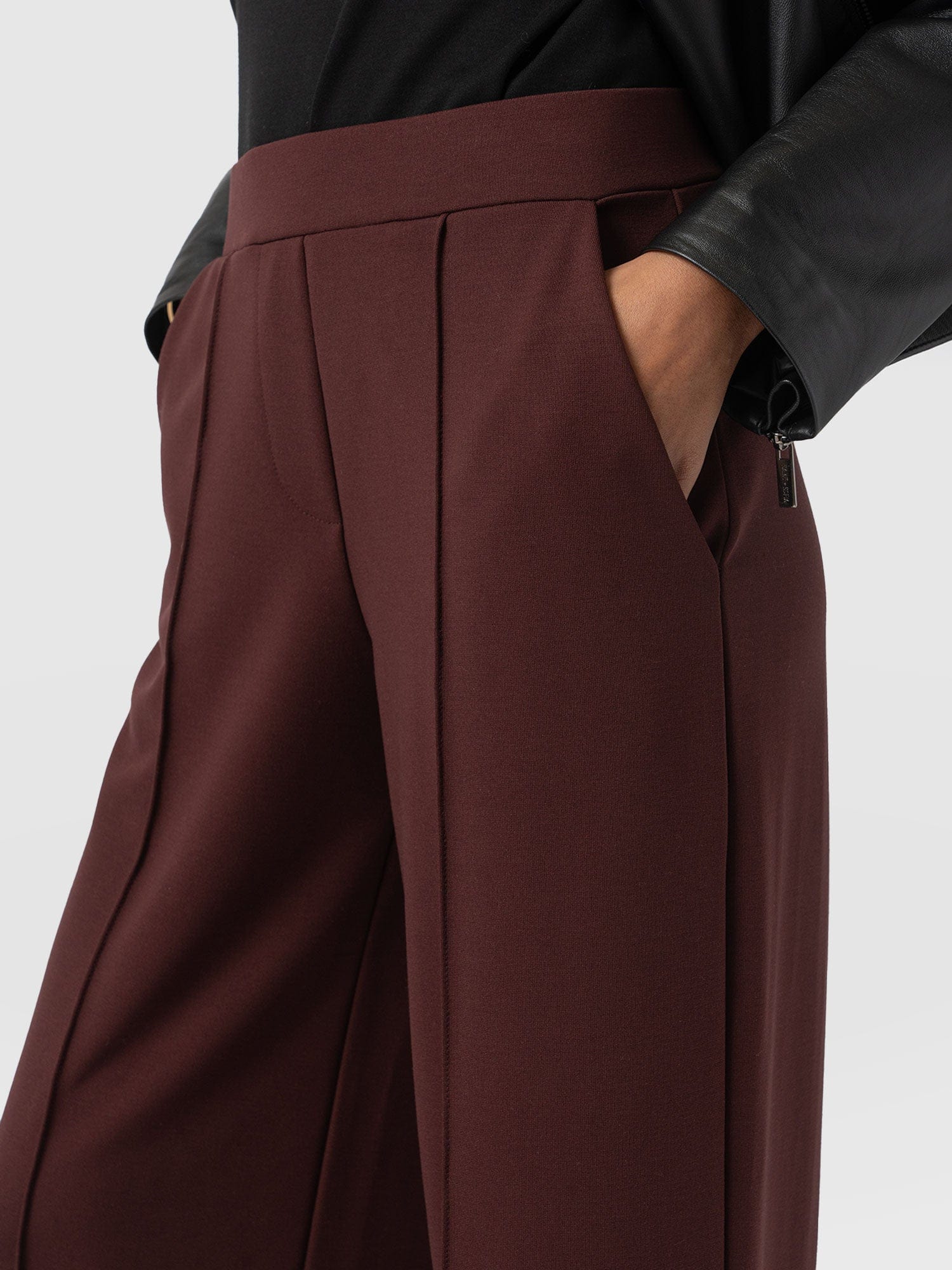 Keller Wide Leg Pant - Maroon - Image 3