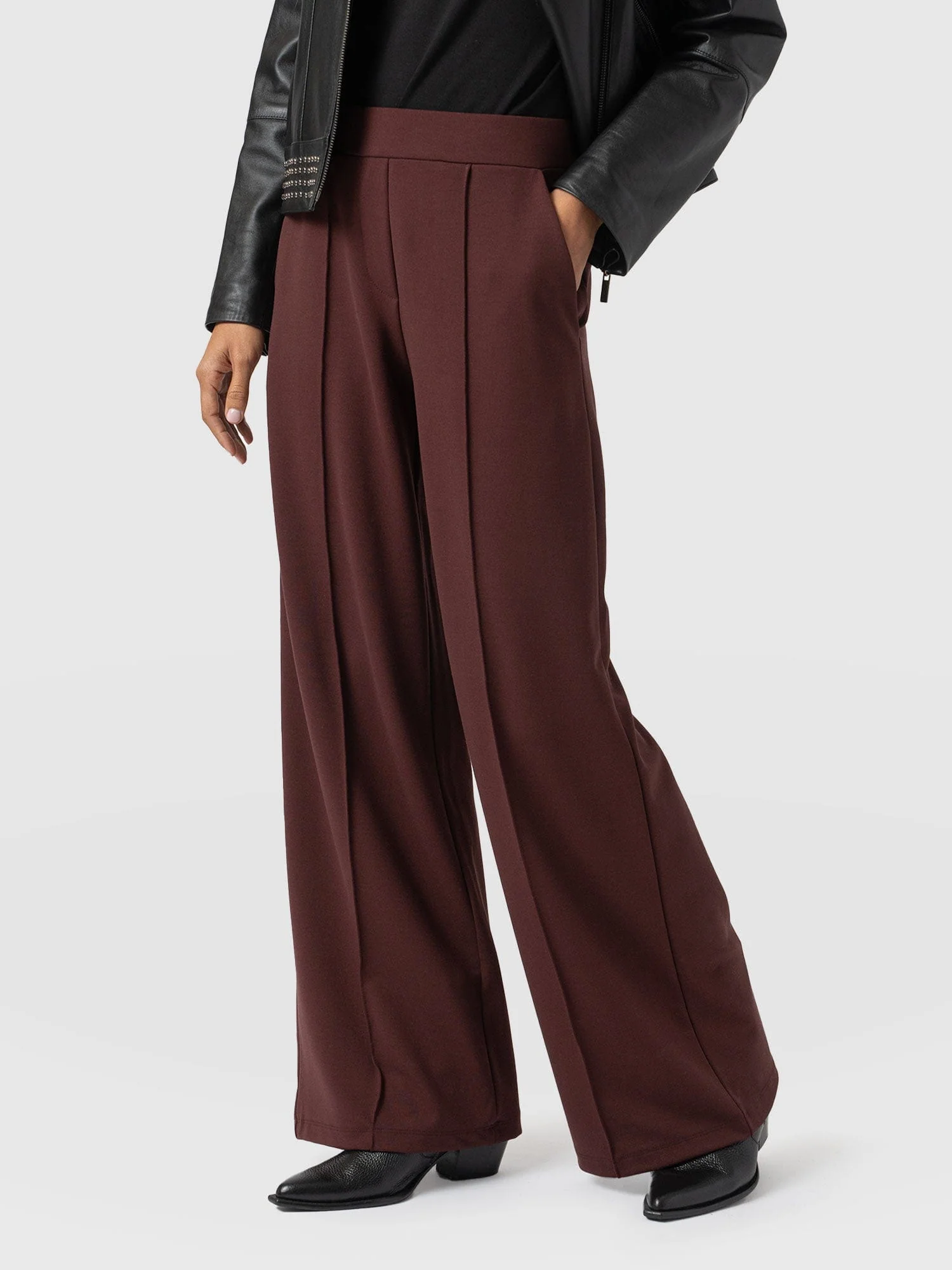 Keller Wide Leg Pant - Maroon - Image 4