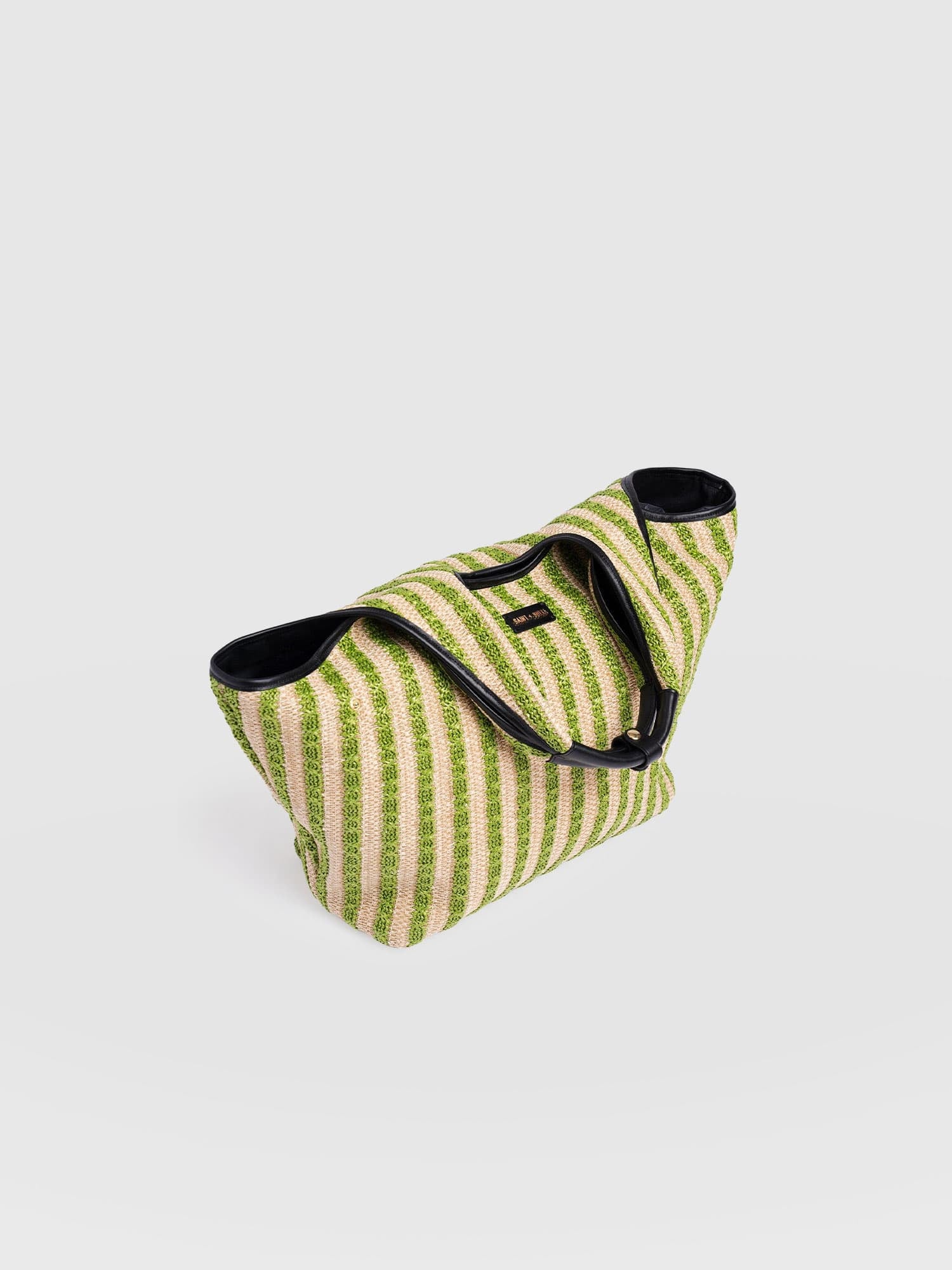 Large Stella Shoulder Tote Bag - Green Raffia - Image 3