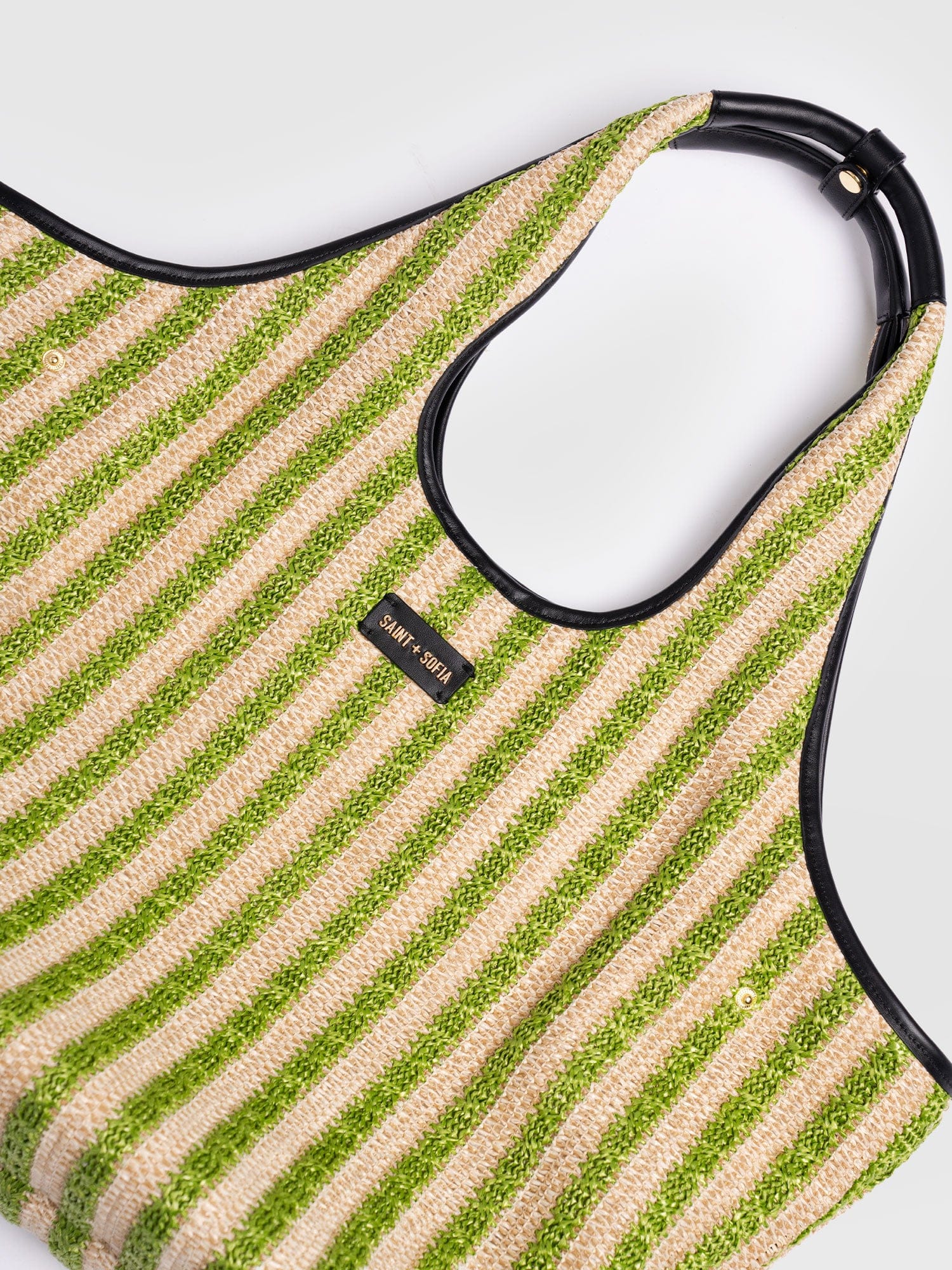 Large Stella Shoulder Tote Bag - Green Raffia - Image 5