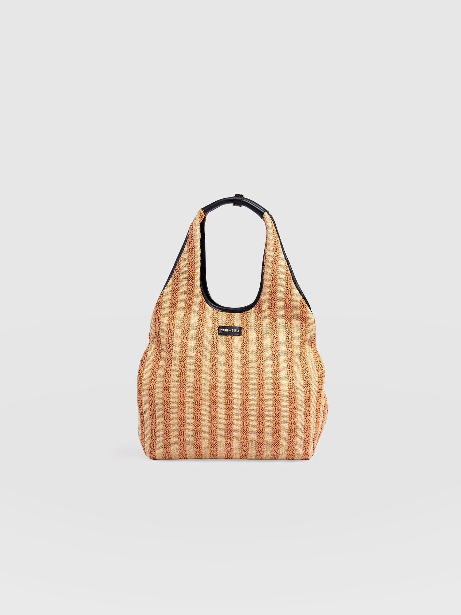 Large Stella Shoulder Tote Bag - Orange Raffia - Image 3