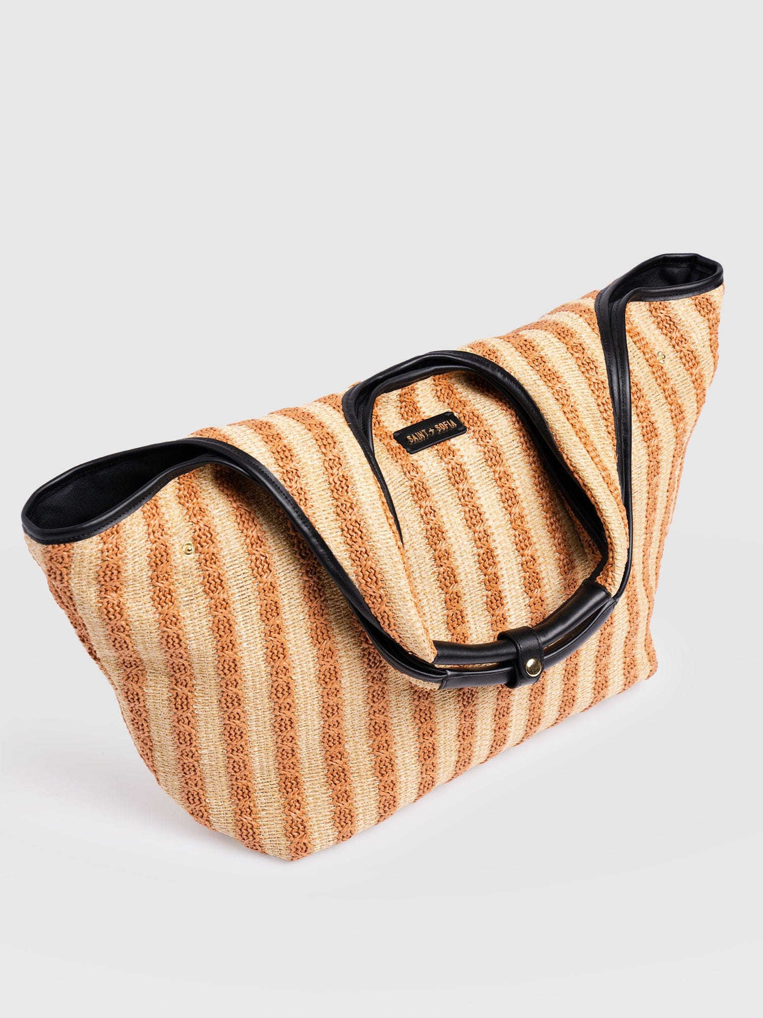 Large Stella Shoulder Tote Bag - Orange Raffia - Image 4