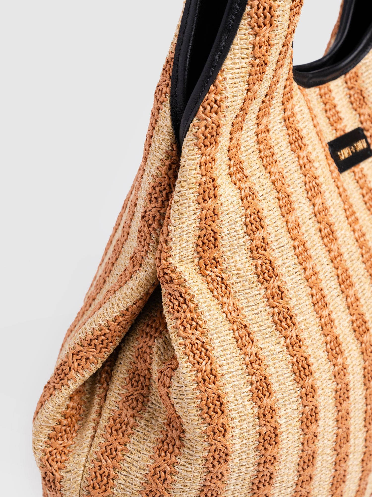 Large Stella Shoulder Tote Bag - Orange Raffia - Image 5