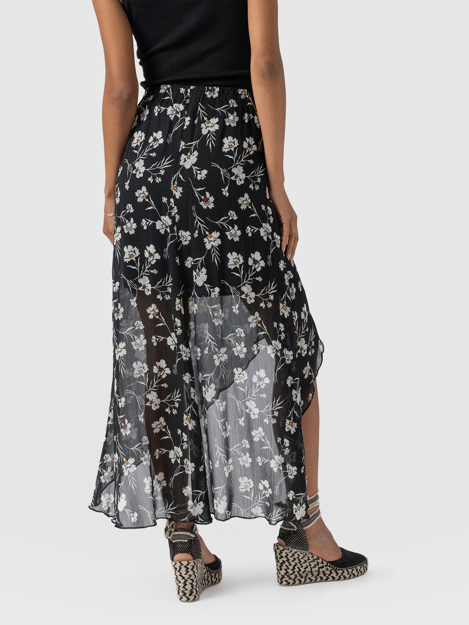 Lexi High Low Skirt - Black Spring Floral - Image 6