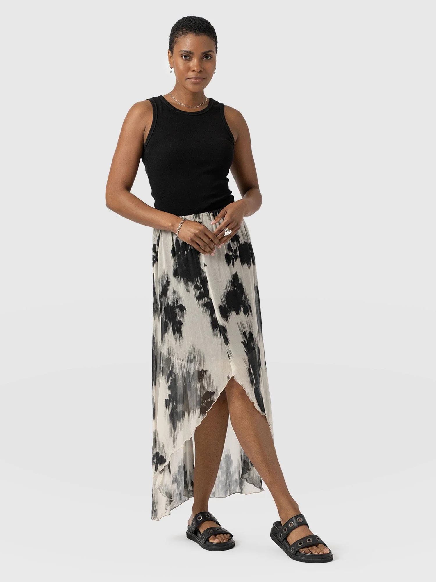 Lexi High Low Skirt - White Fade Floral - Image 3