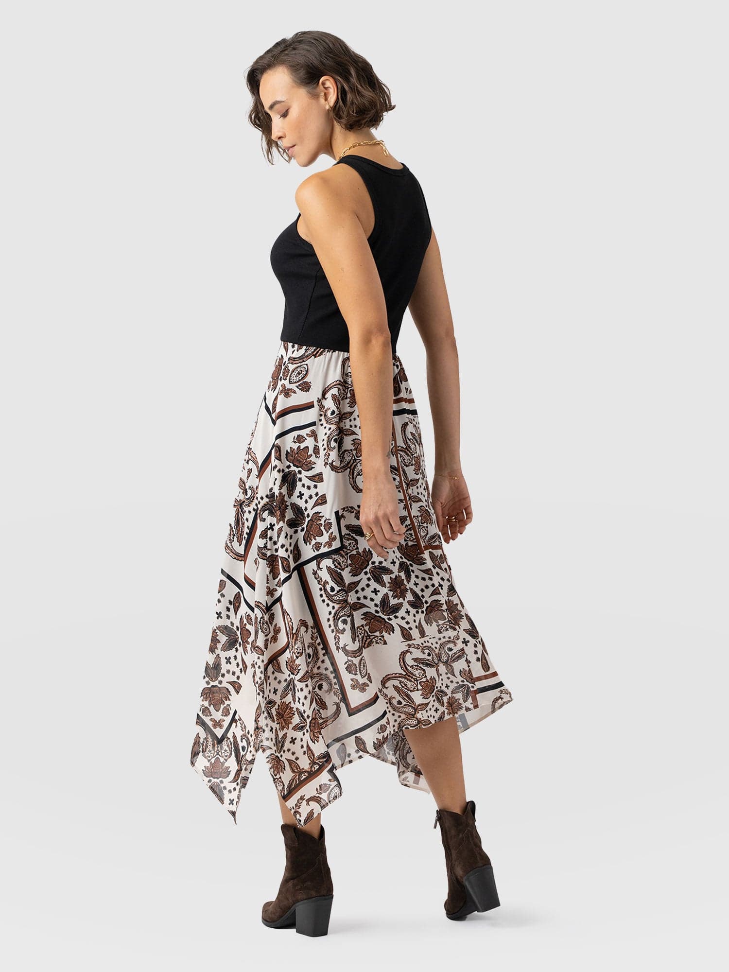 Lila Hanky Hem Dress - Cream Paisley - Image 6