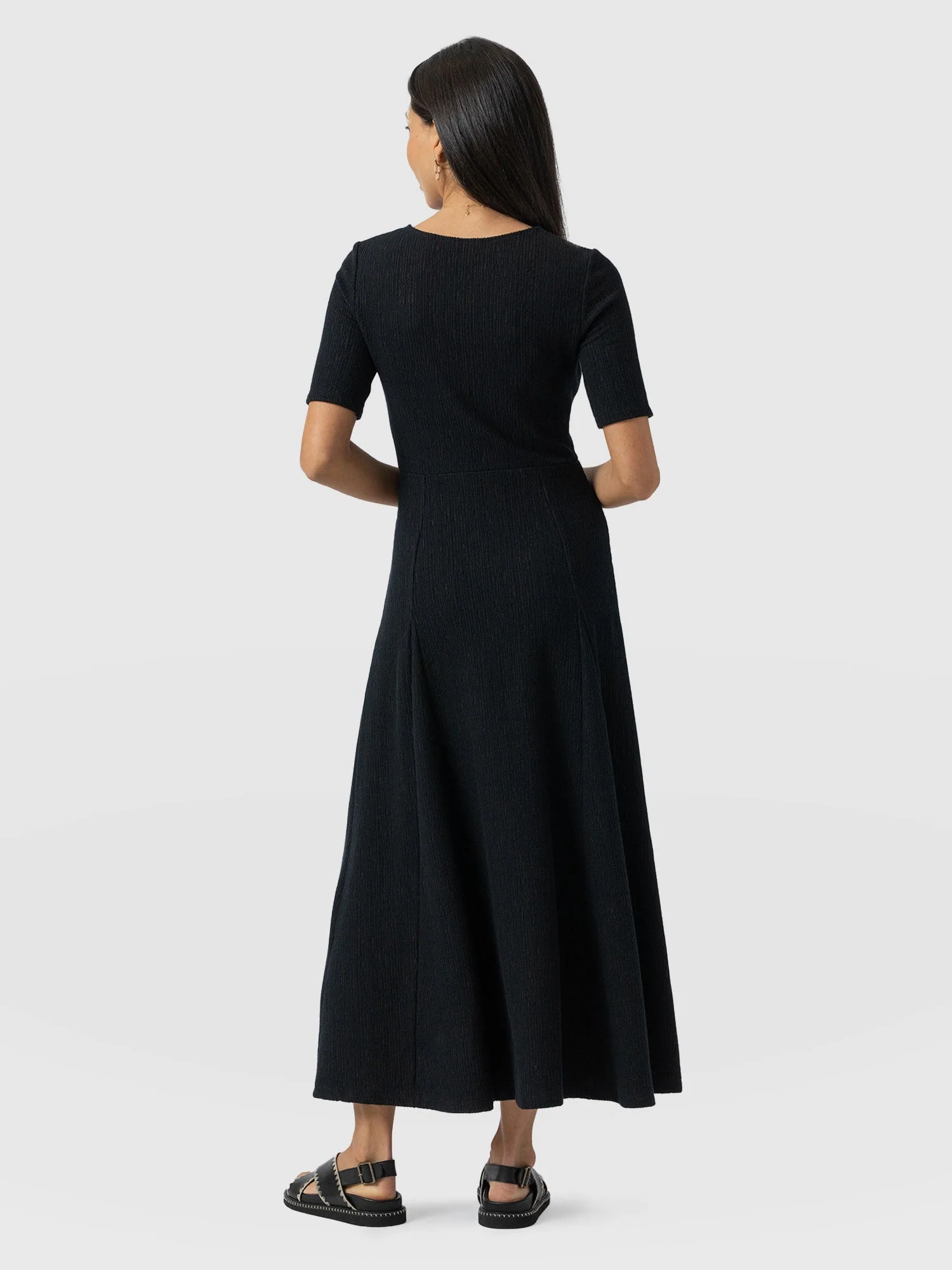 Akia Short Sleeve Dress - Black Textured - Image 6