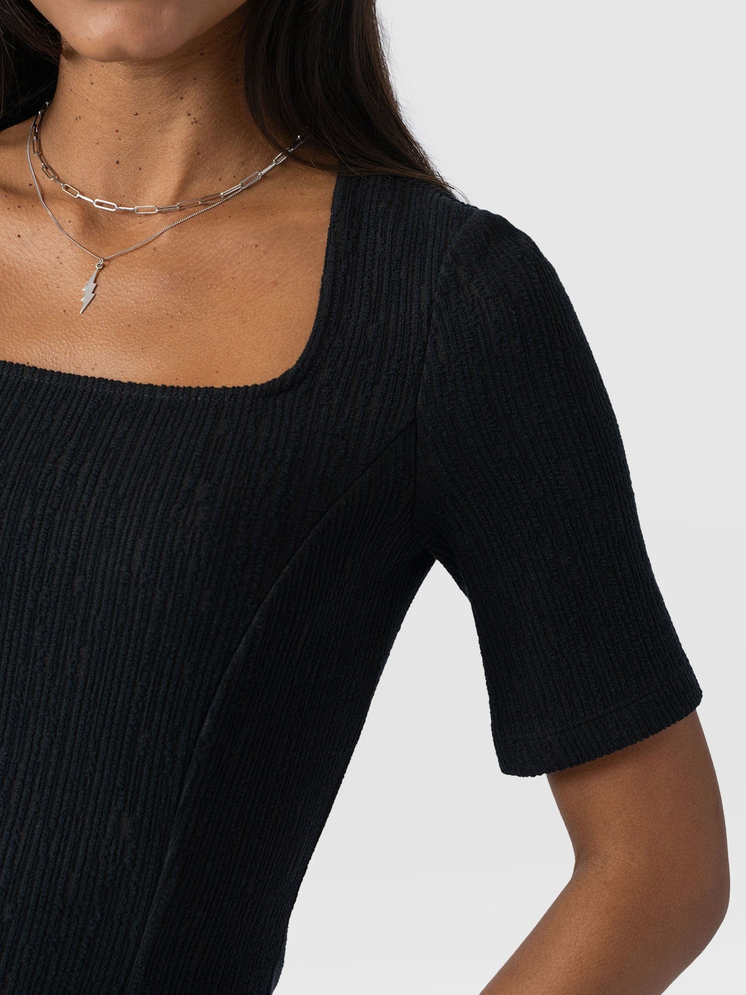 Akia Short Sleeve Tee - Black Textured - Image 4