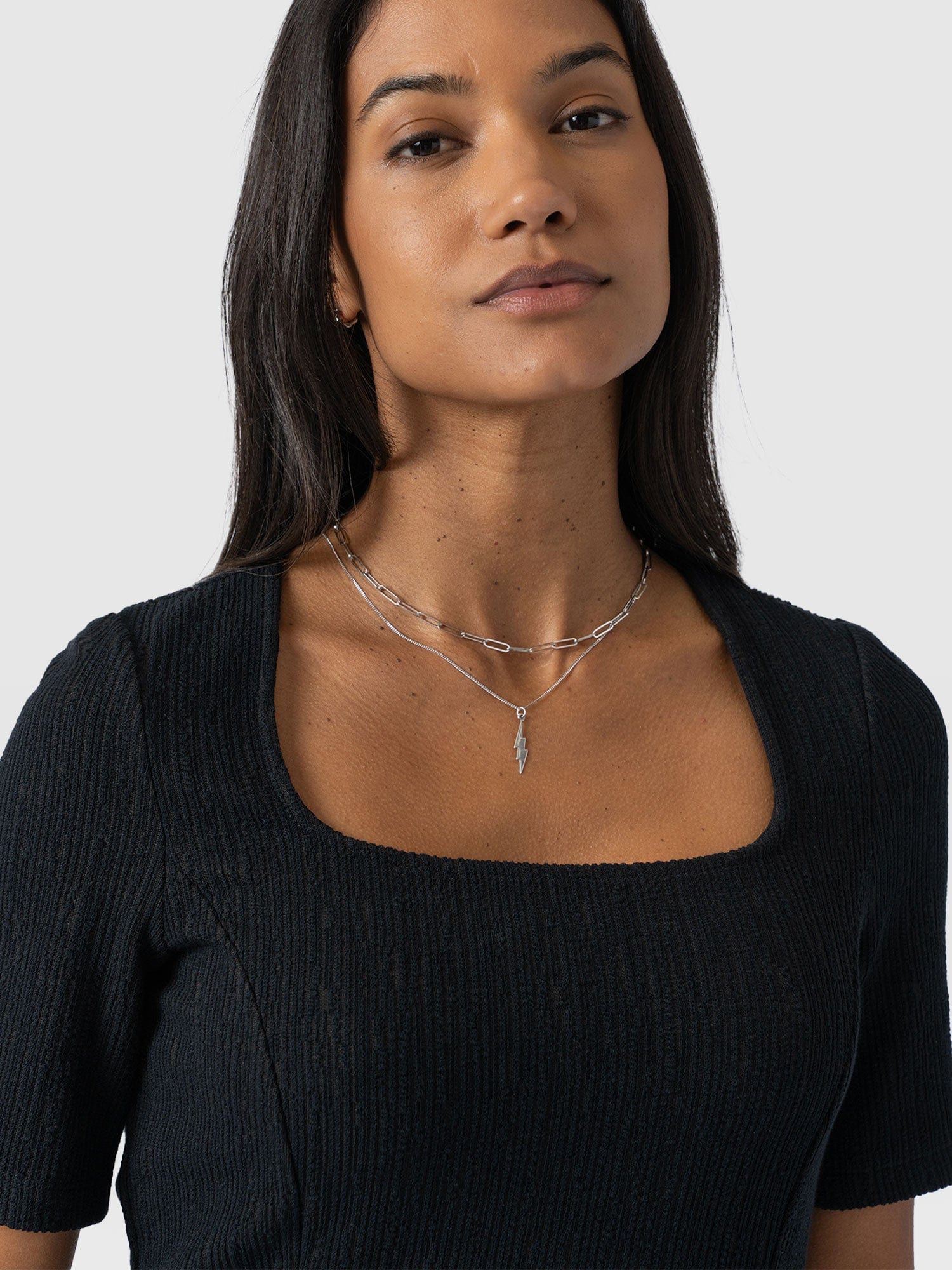 Akia Short Sleeve Tee - Black Textured - Image 5