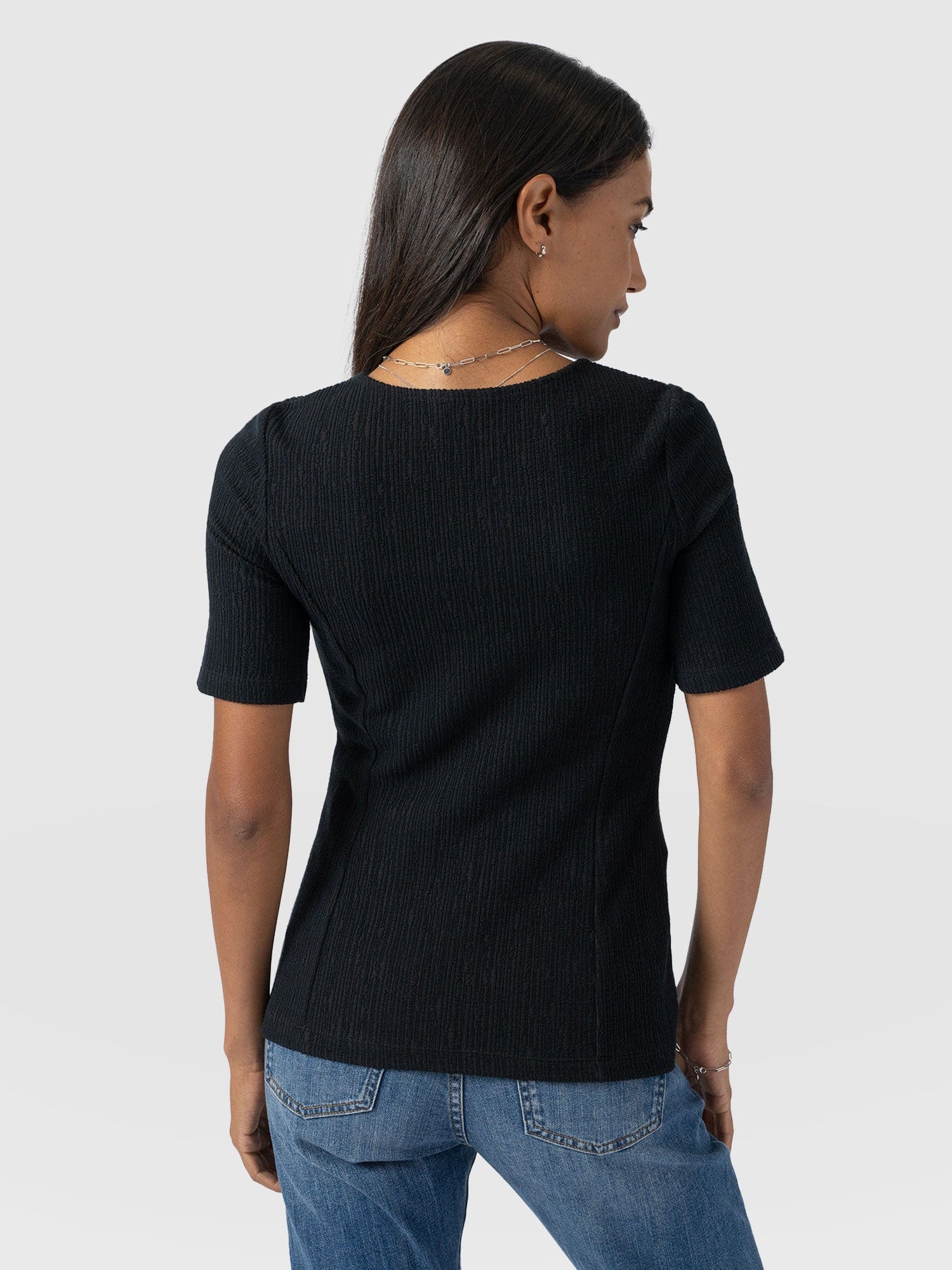 Akia Short Sleeve Tee - Black Textured - Image 6