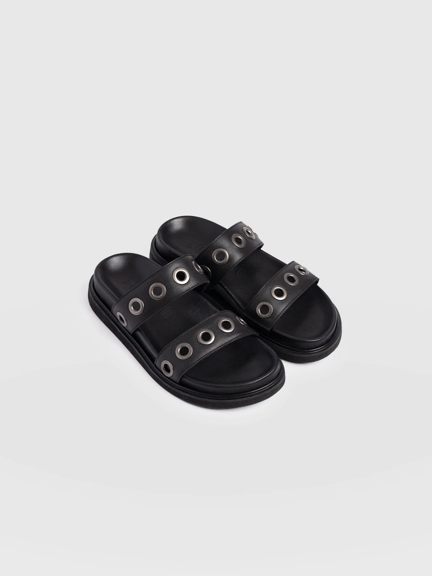 Madison Eyelet Slides - Black - Image 3