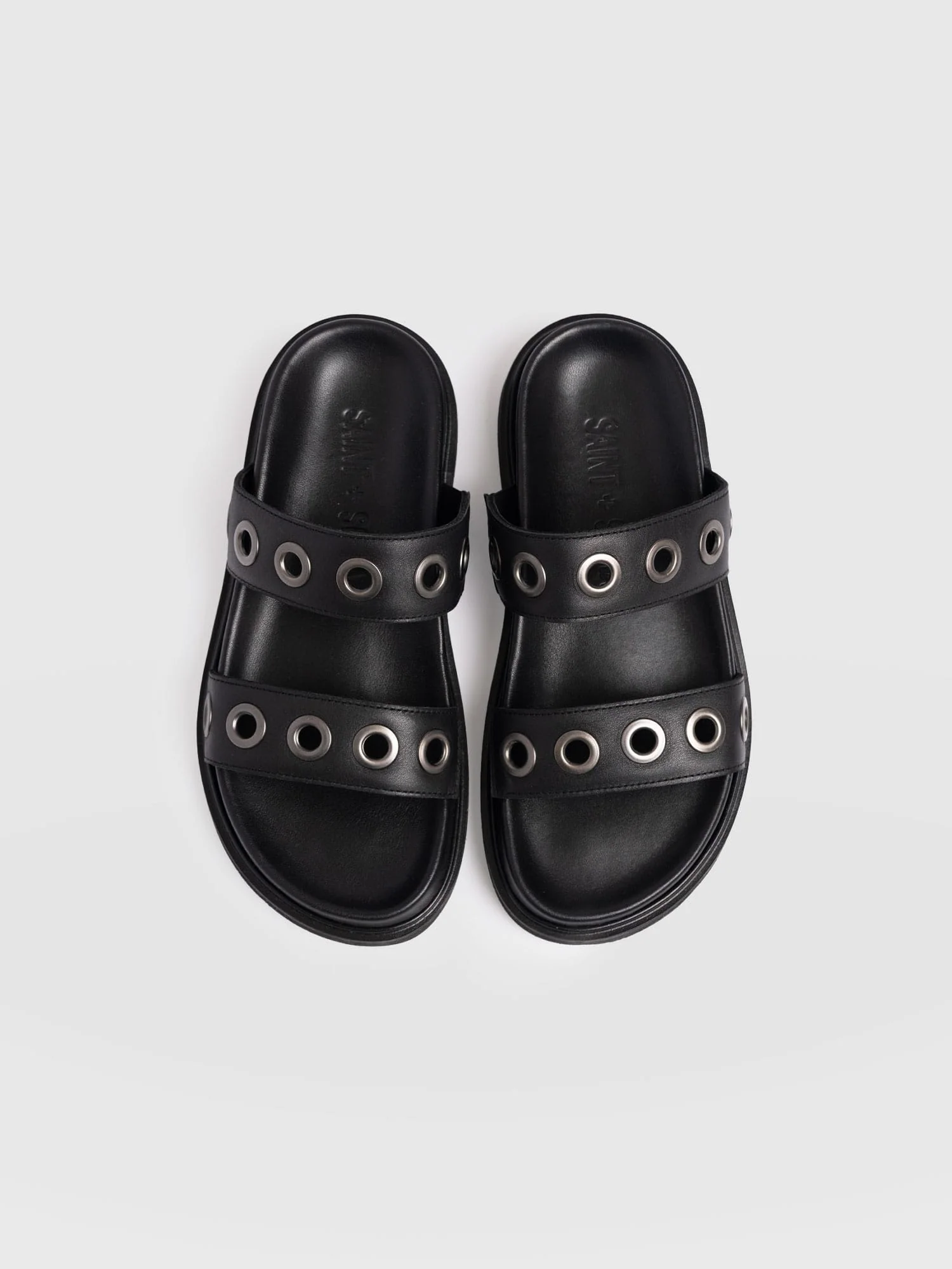 Madison Eyelet Slides - Black - Image 4