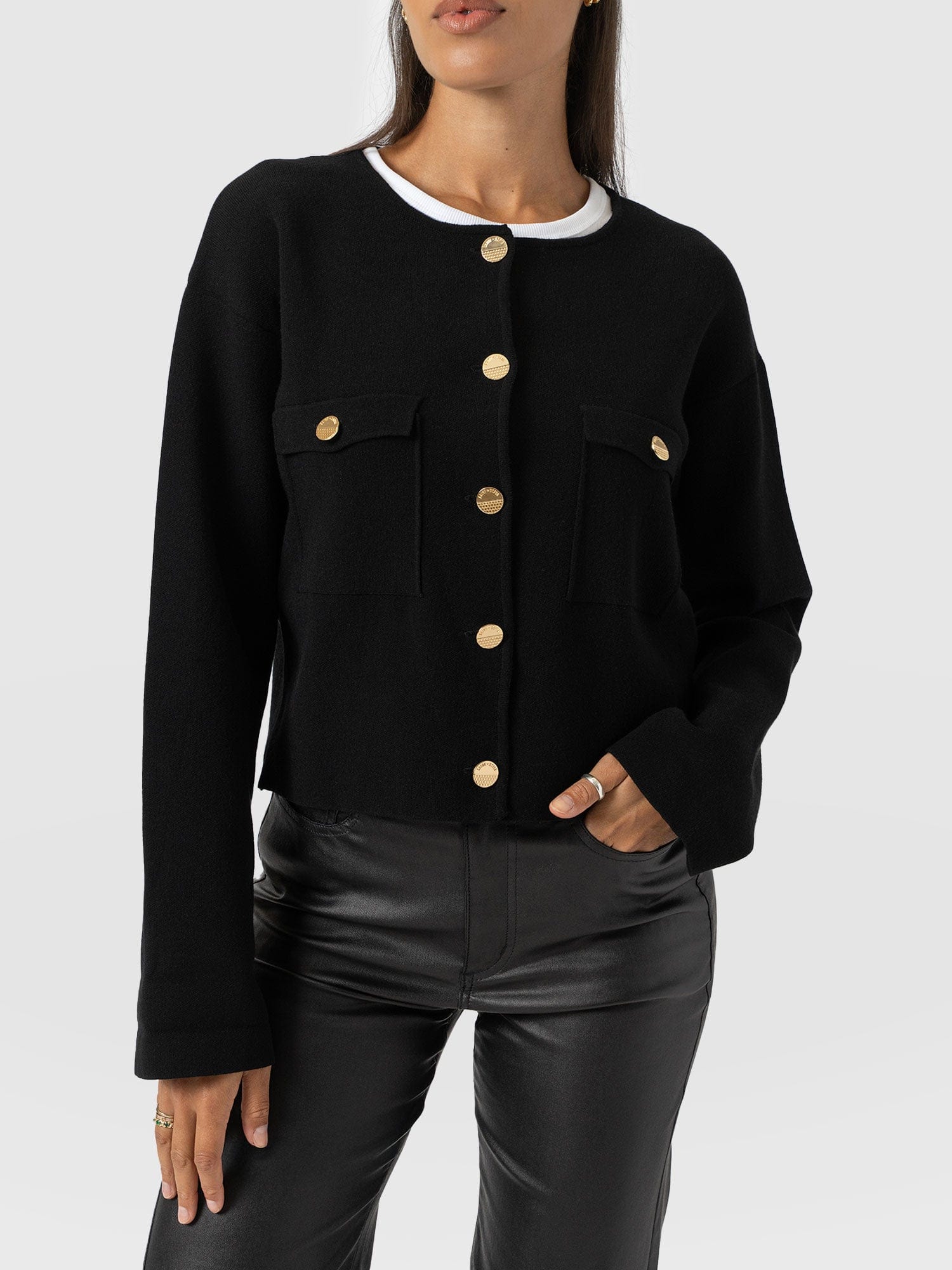 Maeva Knit Jacket - Black - Image 3