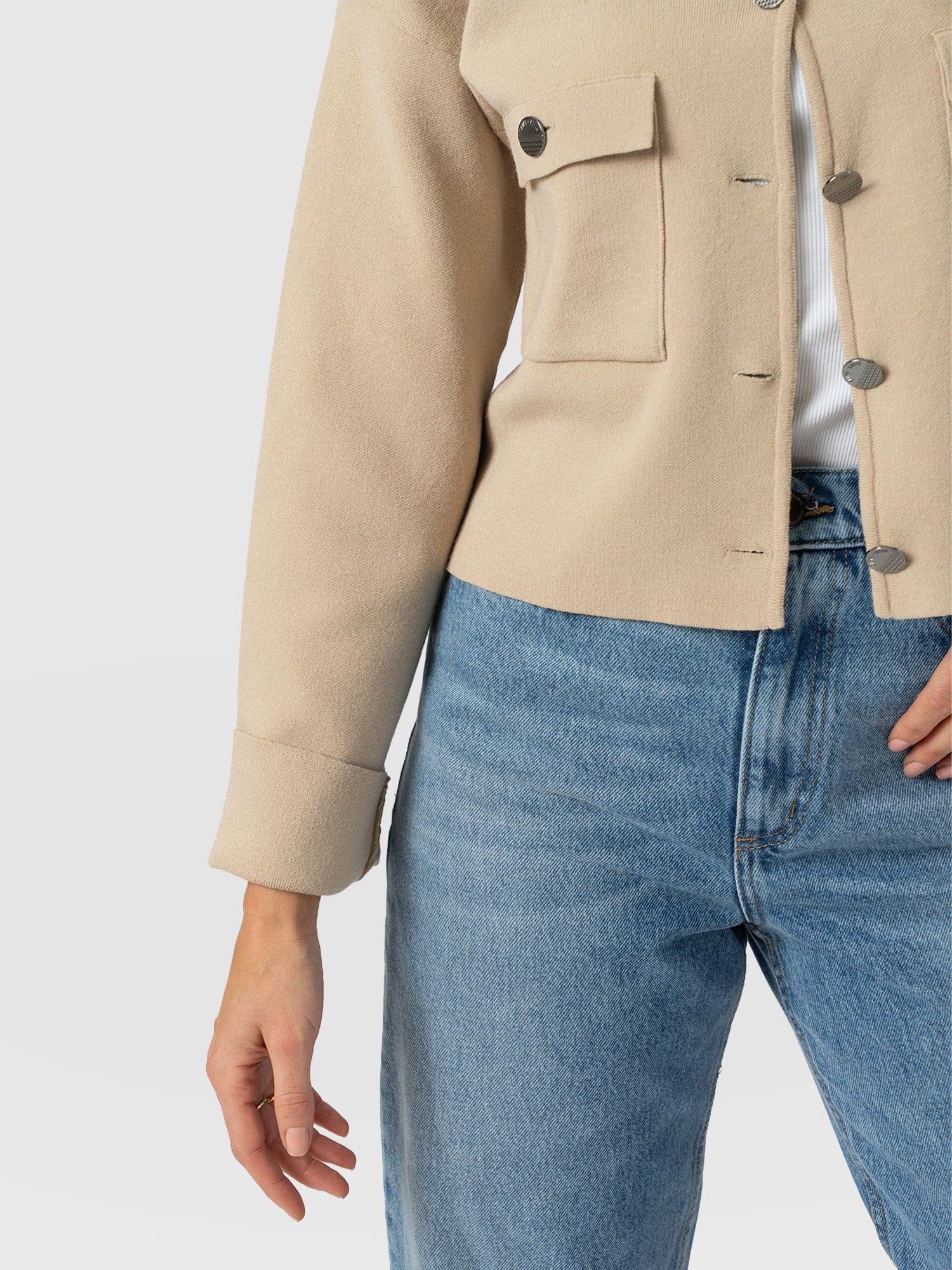 Maeva Knit Jacket - Cream - Image 4