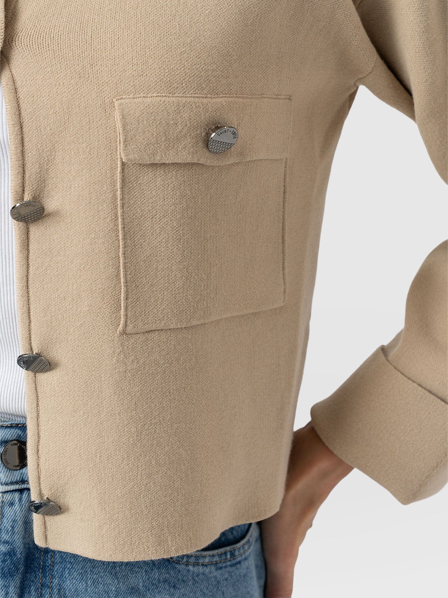 Maeva Knit Jacket - Cream - Image 5